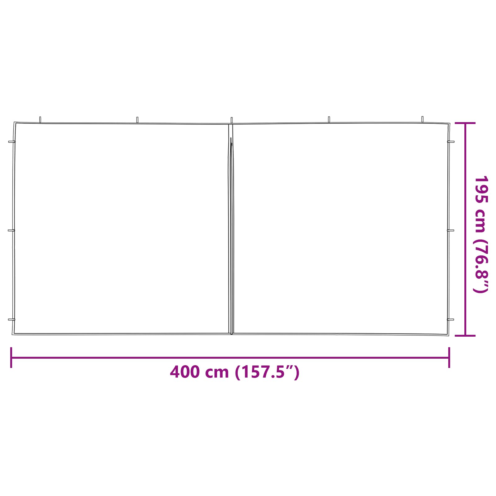 Parete per tenda da festa 2 pz 400 x 195 cm Grigio Chiaro