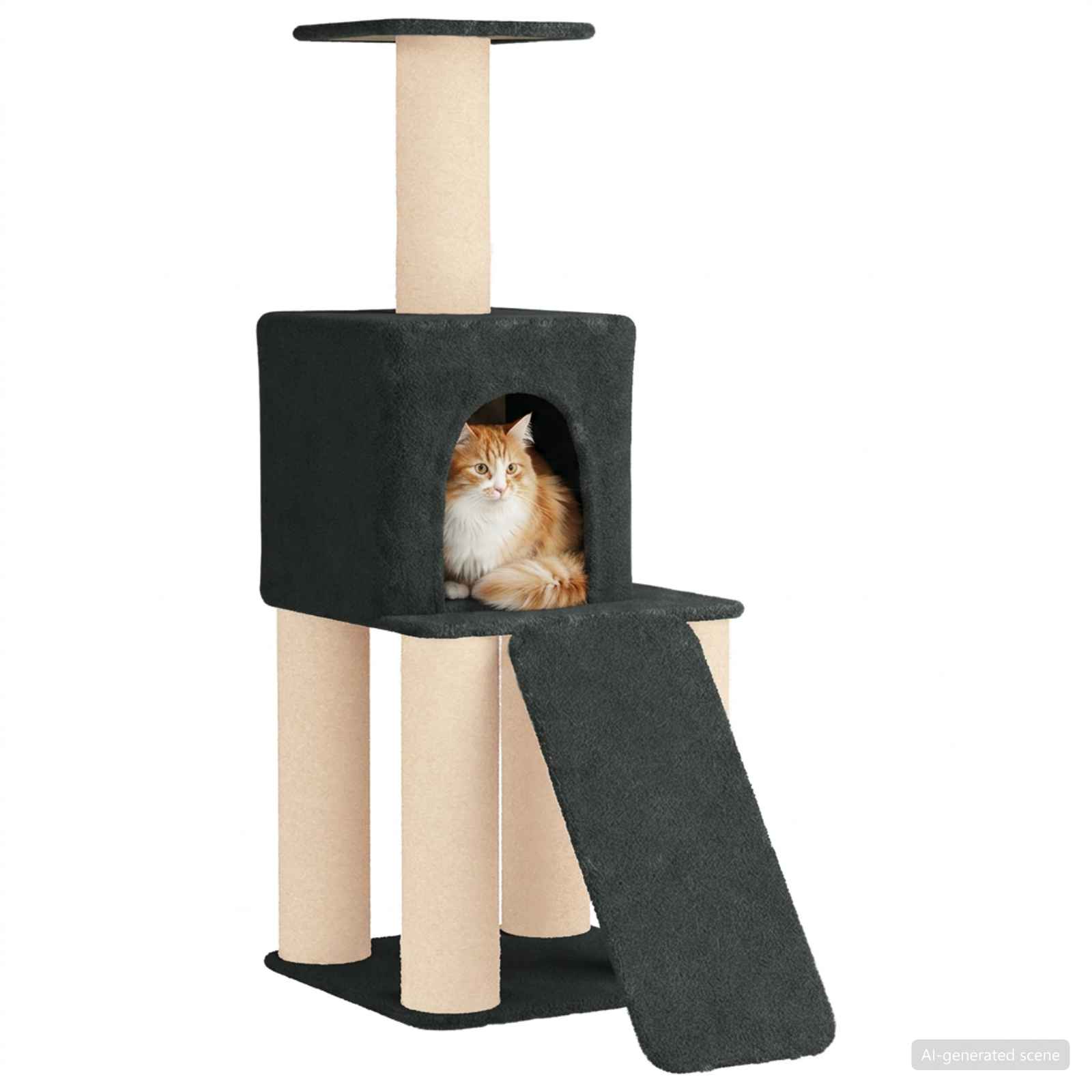 Albero per gatti con pali per graffiare in sisal Grigio Scuro