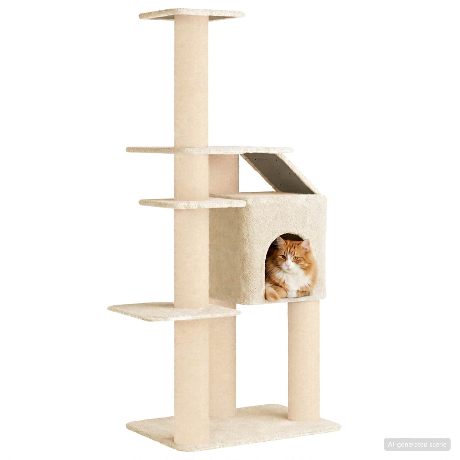 Albero per gatti con pali per graffiare in sisal Crema 183 cm