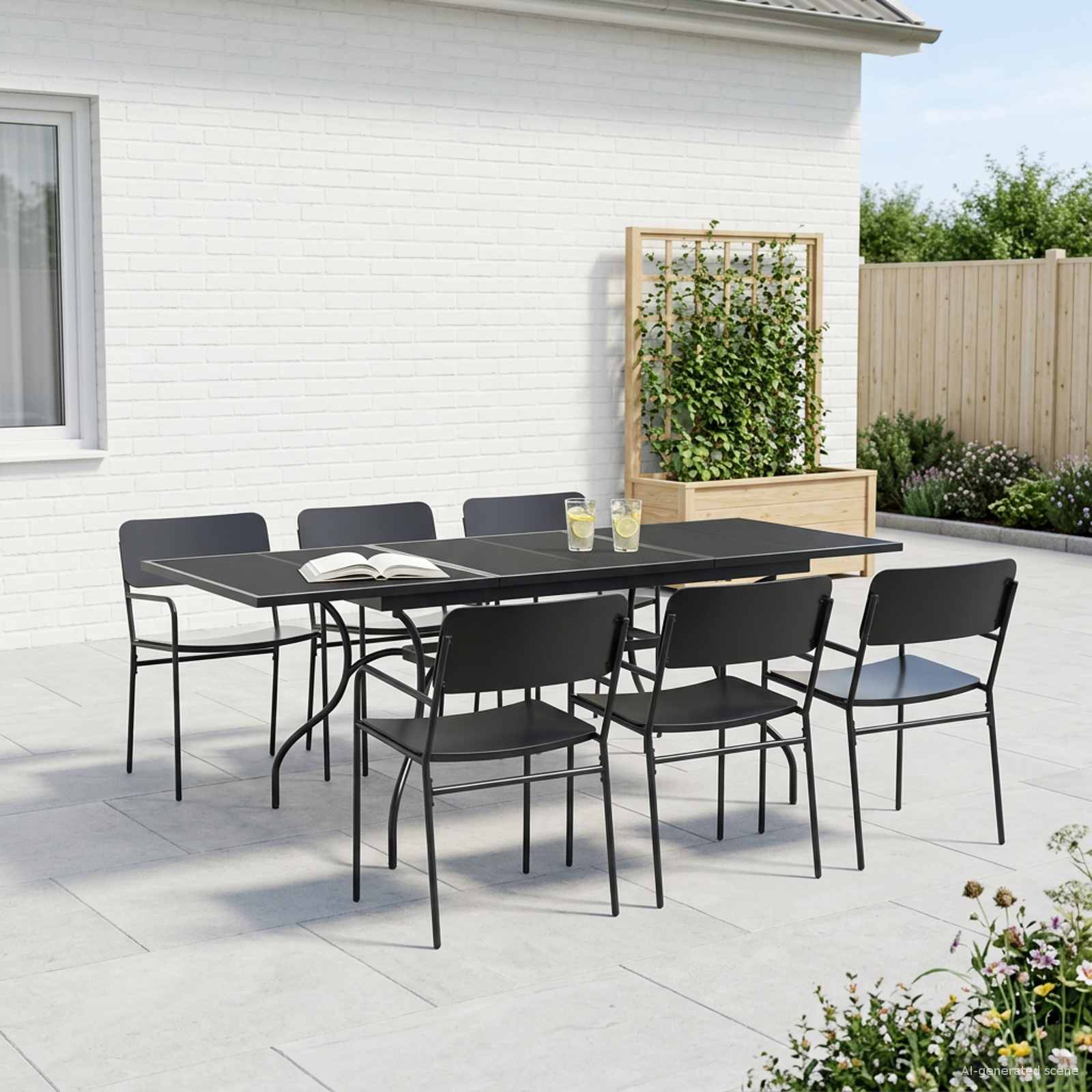 Tavolo da Pranzo Estensibile in Rete Antracite 212 x 90 x 76 cm