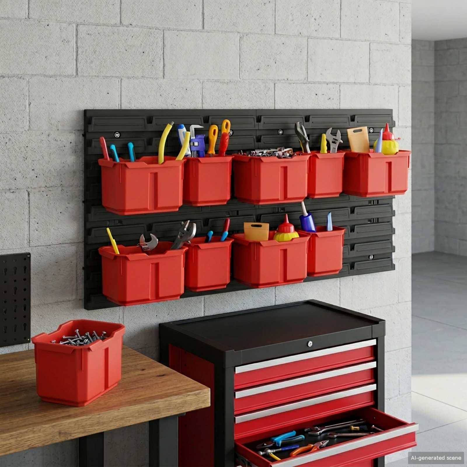 Scaffale contenitore Nero e Rosso 77,5 x 2 x 39 cm