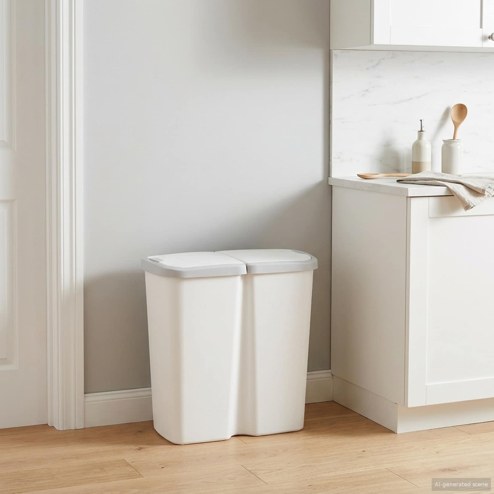 Cestino della Spazzatura Bianco 48,5 x 28 x 51 cm PP