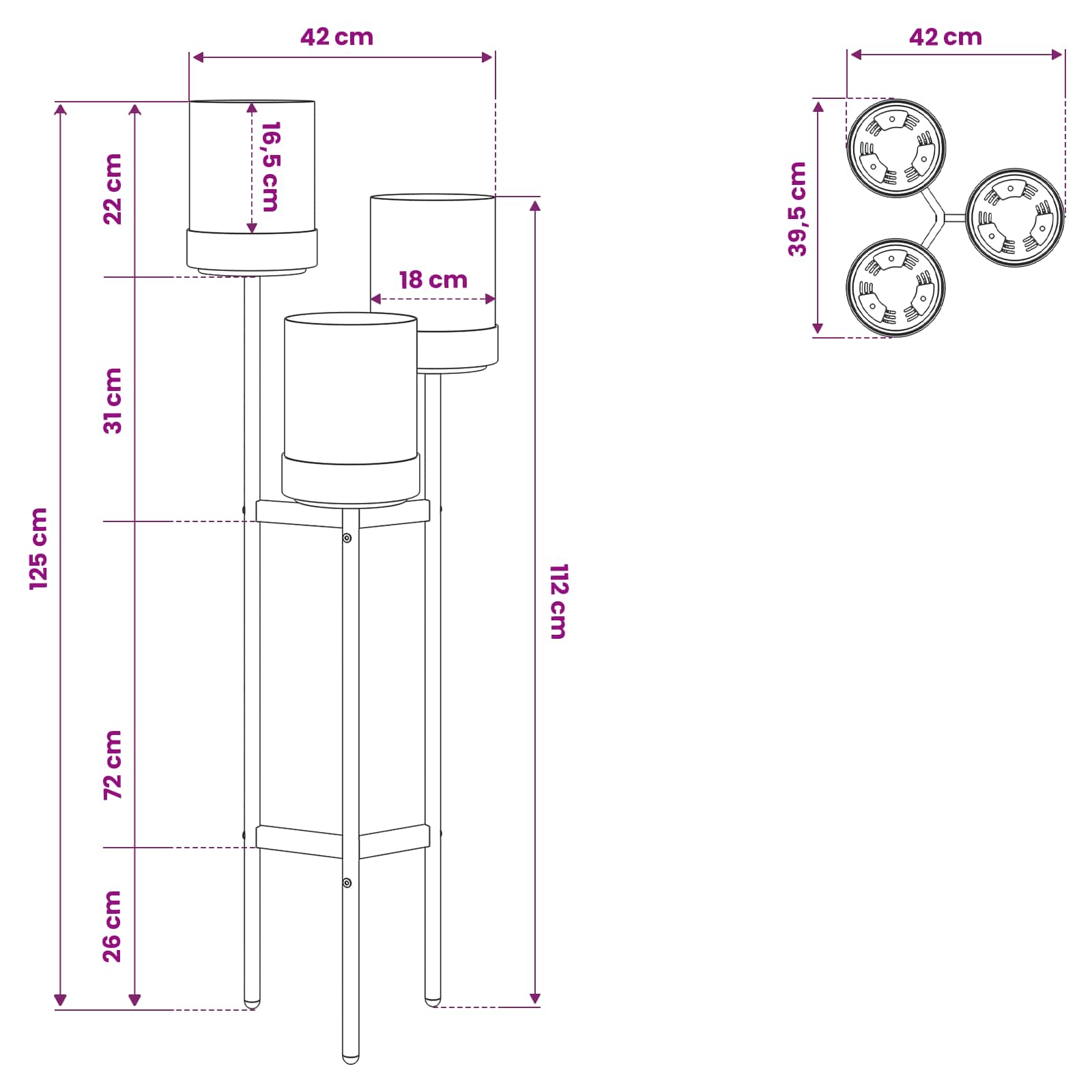 Supporto per Fiori Bianco 42 x 39,5 x 125 cm