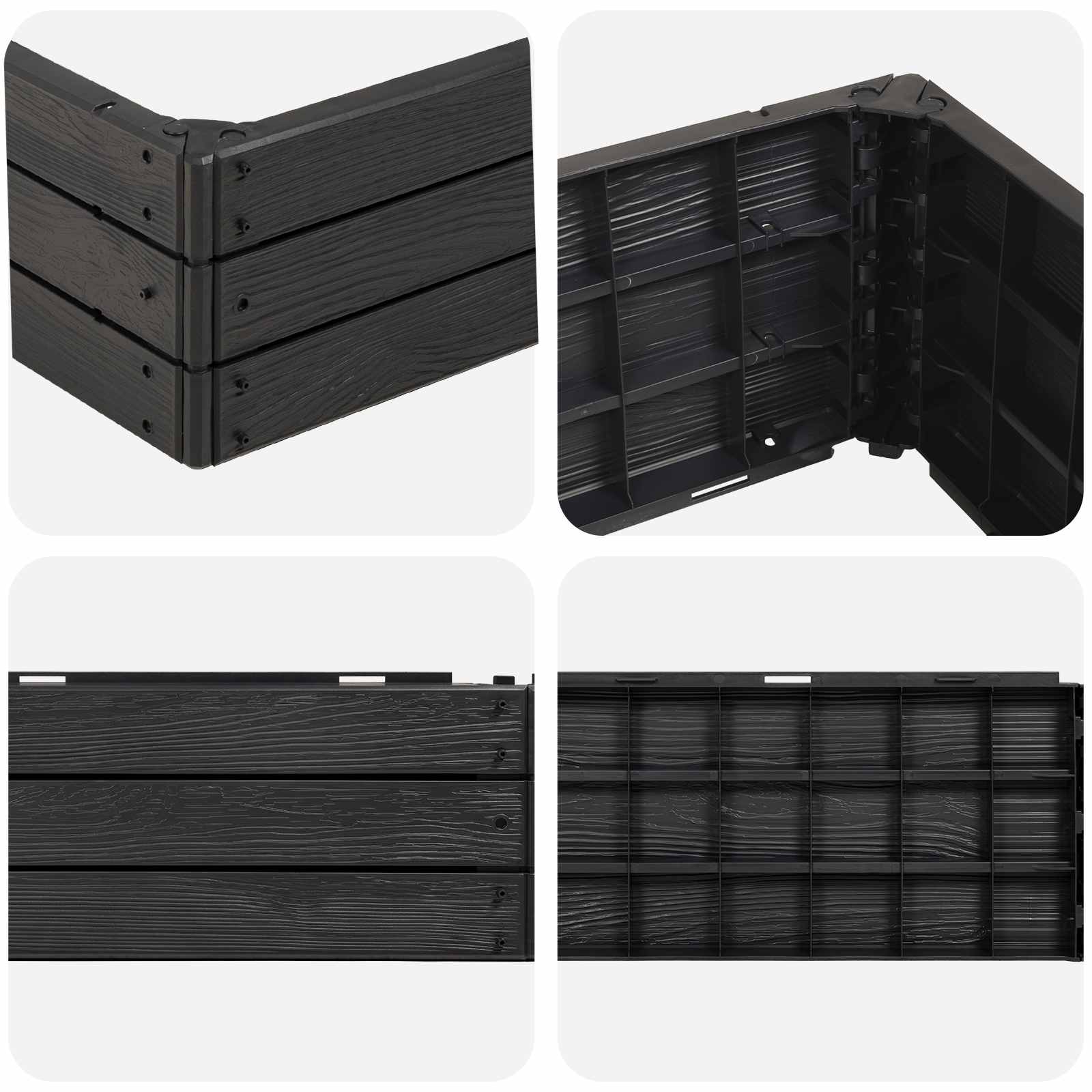 Letto Rialzato Nero 75,5 x 75,5 x 25 cm PP