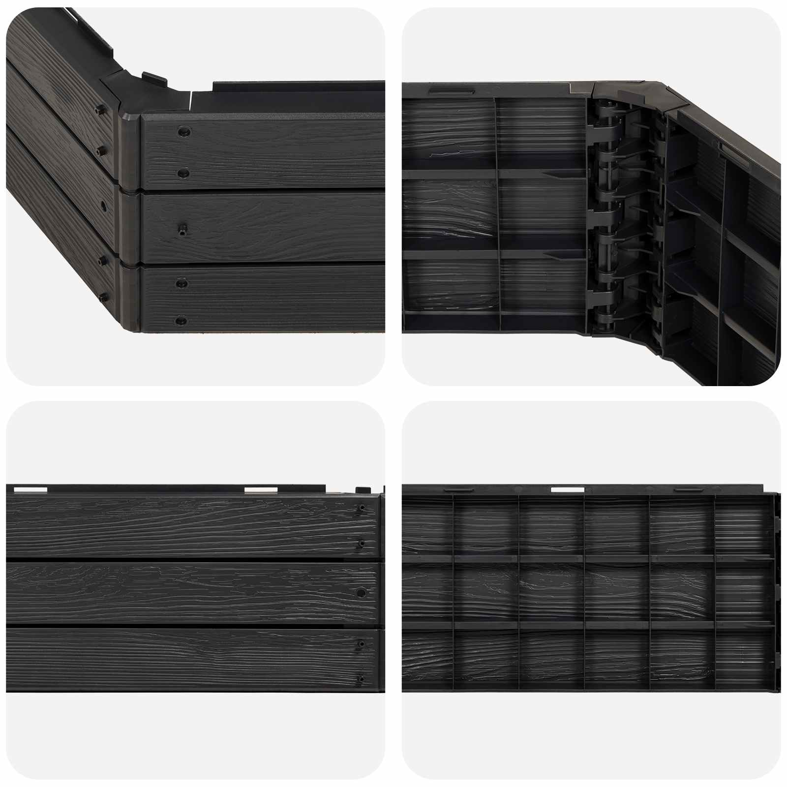 Letto Rialzato Nero 148 x 129 x 25 cm PP