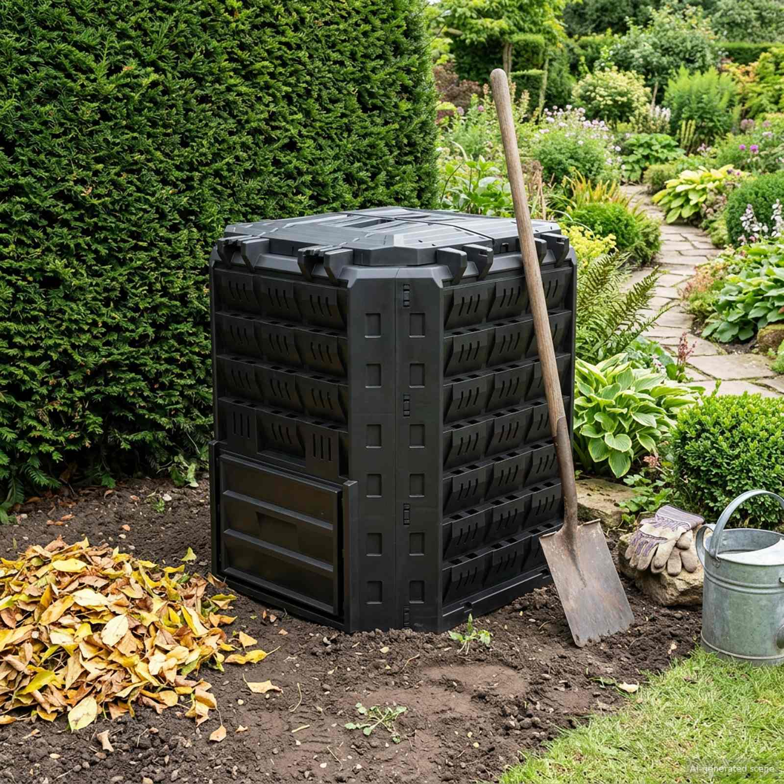 Compostiera da giardino Nero 71 x 71 x 81,5 cm 100% PP
