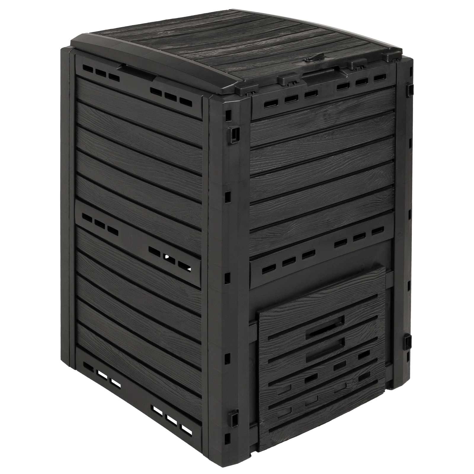 Compostiera da giardino Nero 59,5 x 60 x 81,5 cm 280 l 100% PP