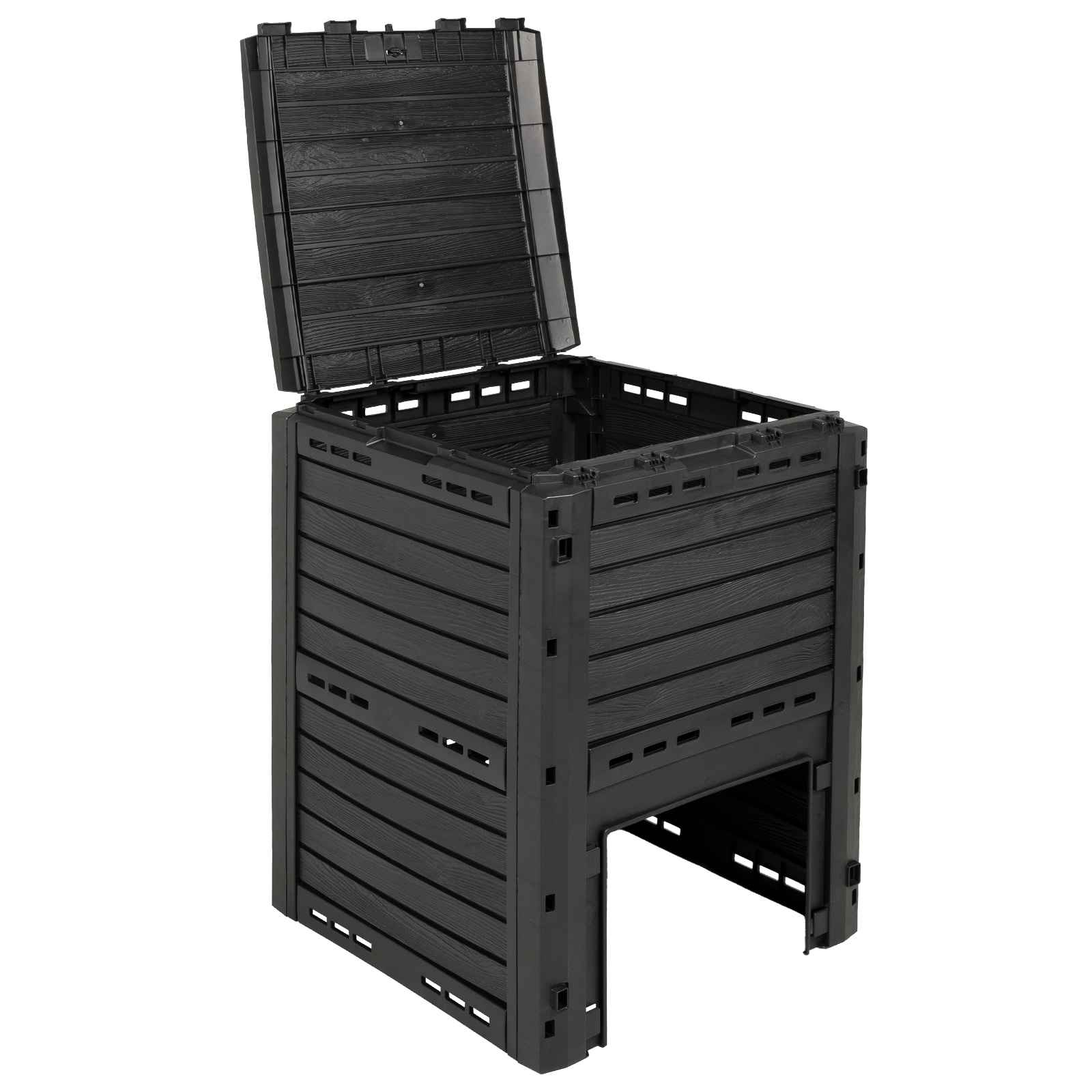 Compostiera da giardino Nero 59,5 x 60 x 81,5 cm 280 l 100% PP