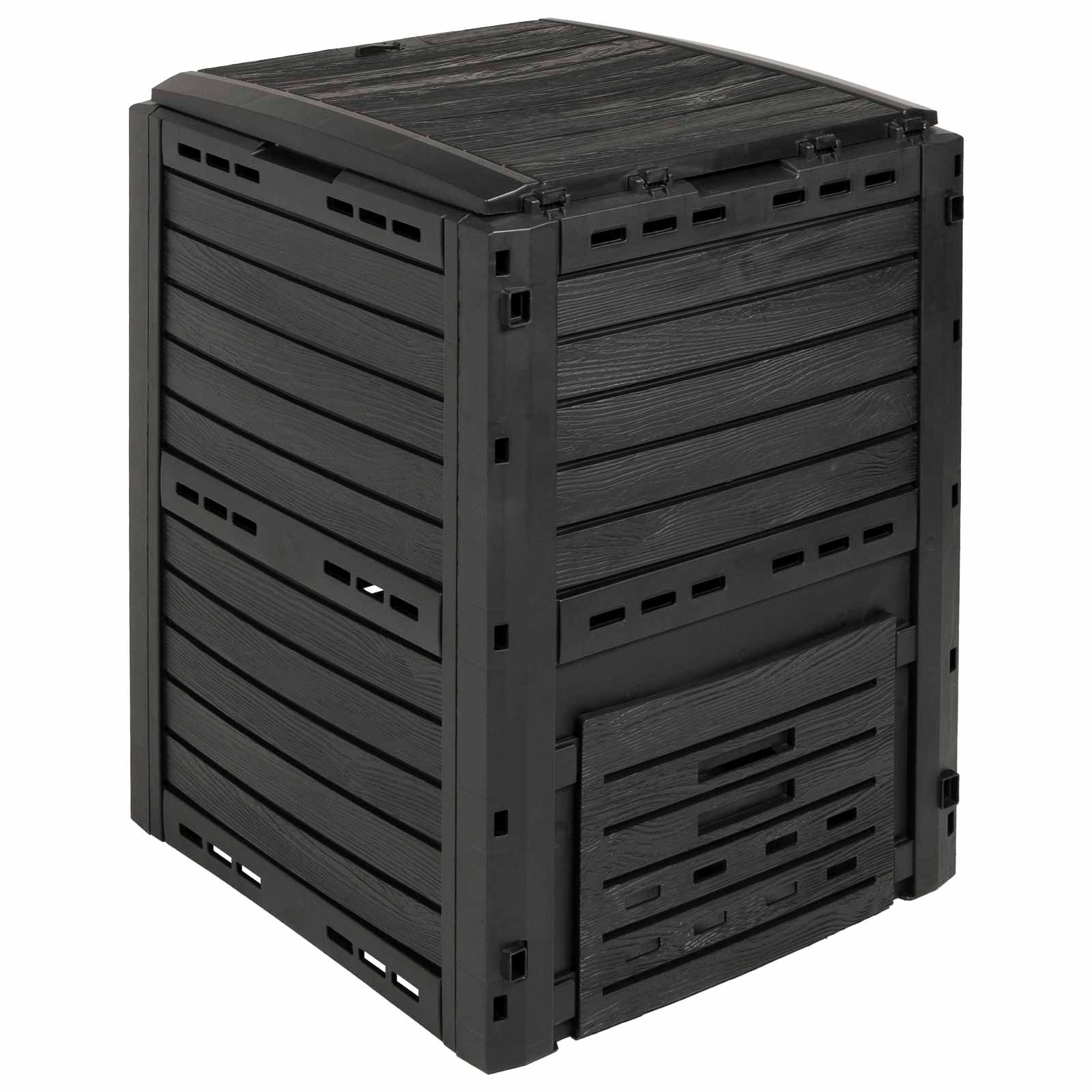 Compostiera da giardino Nero 59,5 x 60 x 81,5 cm 280 l 100% PP
