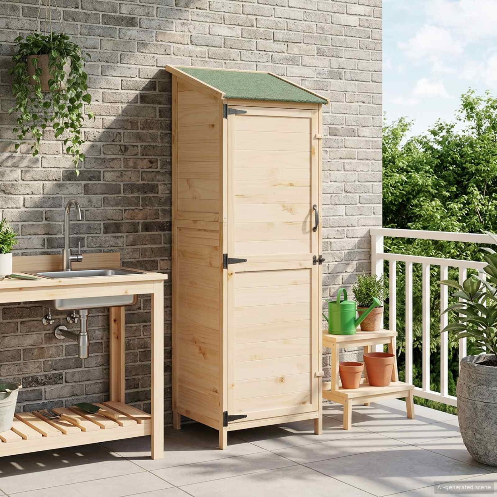 Capanno da Giardino con tetto Naturale 59,5 x 56 x 176,5 cm