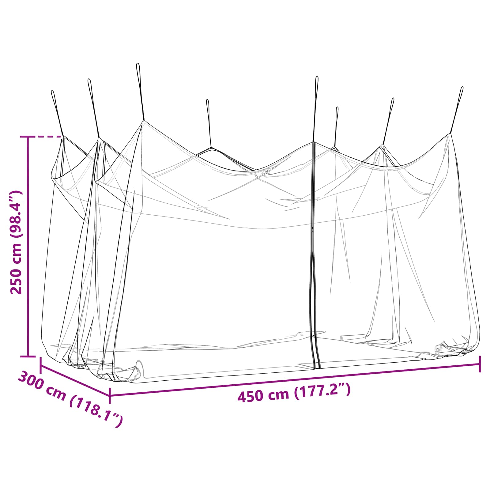 Rete per Zanzare da Giardino 220 mesh Nero 3 x 4,5 x 2,5 m
