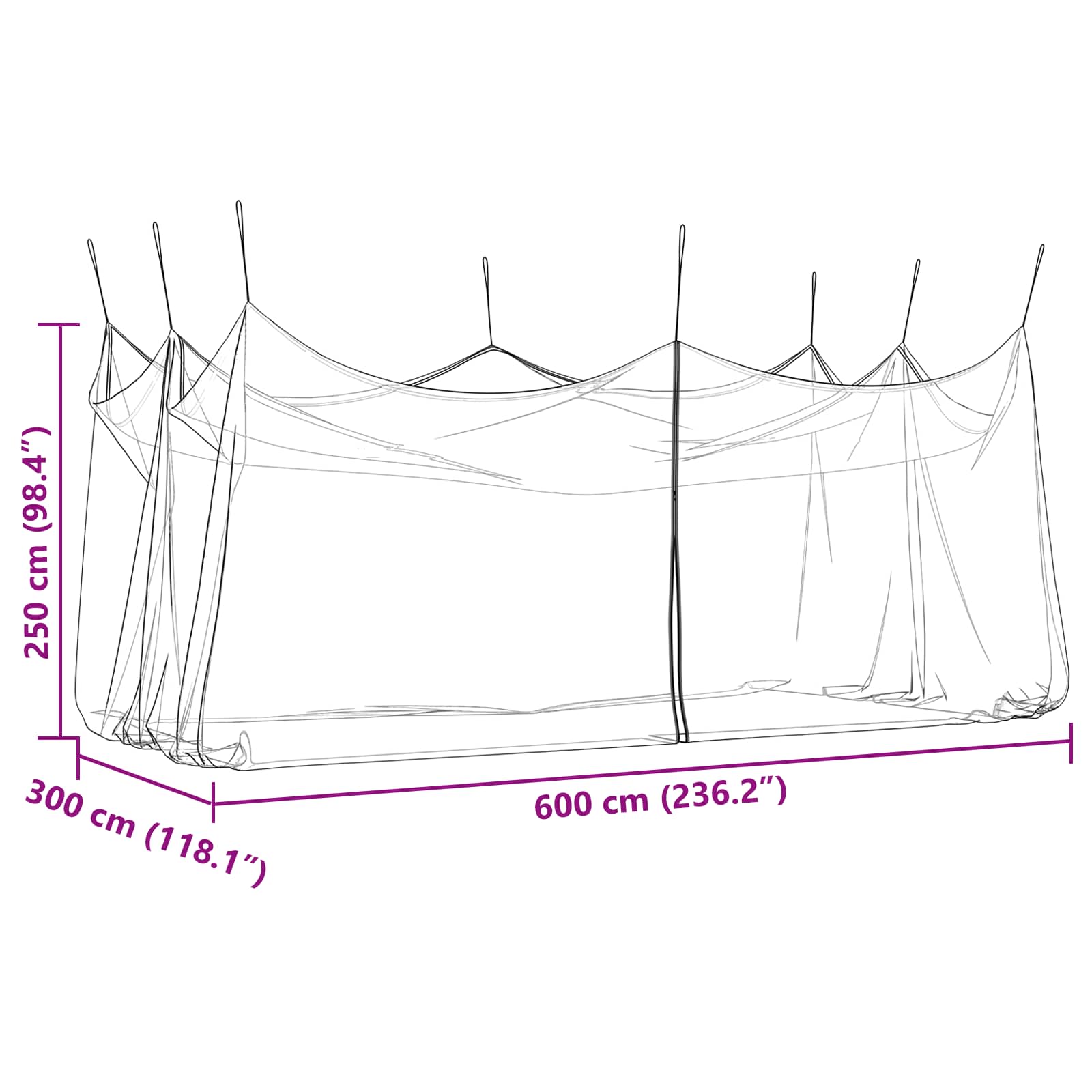 Rete per Zanzare da Giardino 220 mesh Nero 3 x 6 x 2,5 m