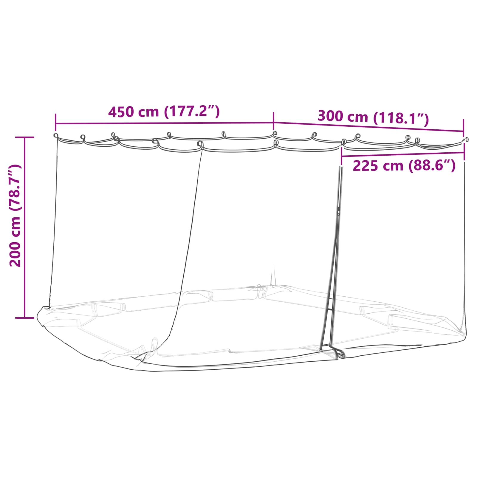 Zanzariera per gazebo 220 mesh Bianco 4,5 x 3 x 2 m Poliestere