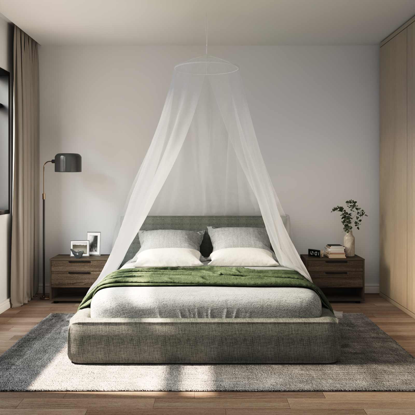 Rete per zanzare per letto 3 pz 156 mesh Bianco ⌀56 x 220 cm