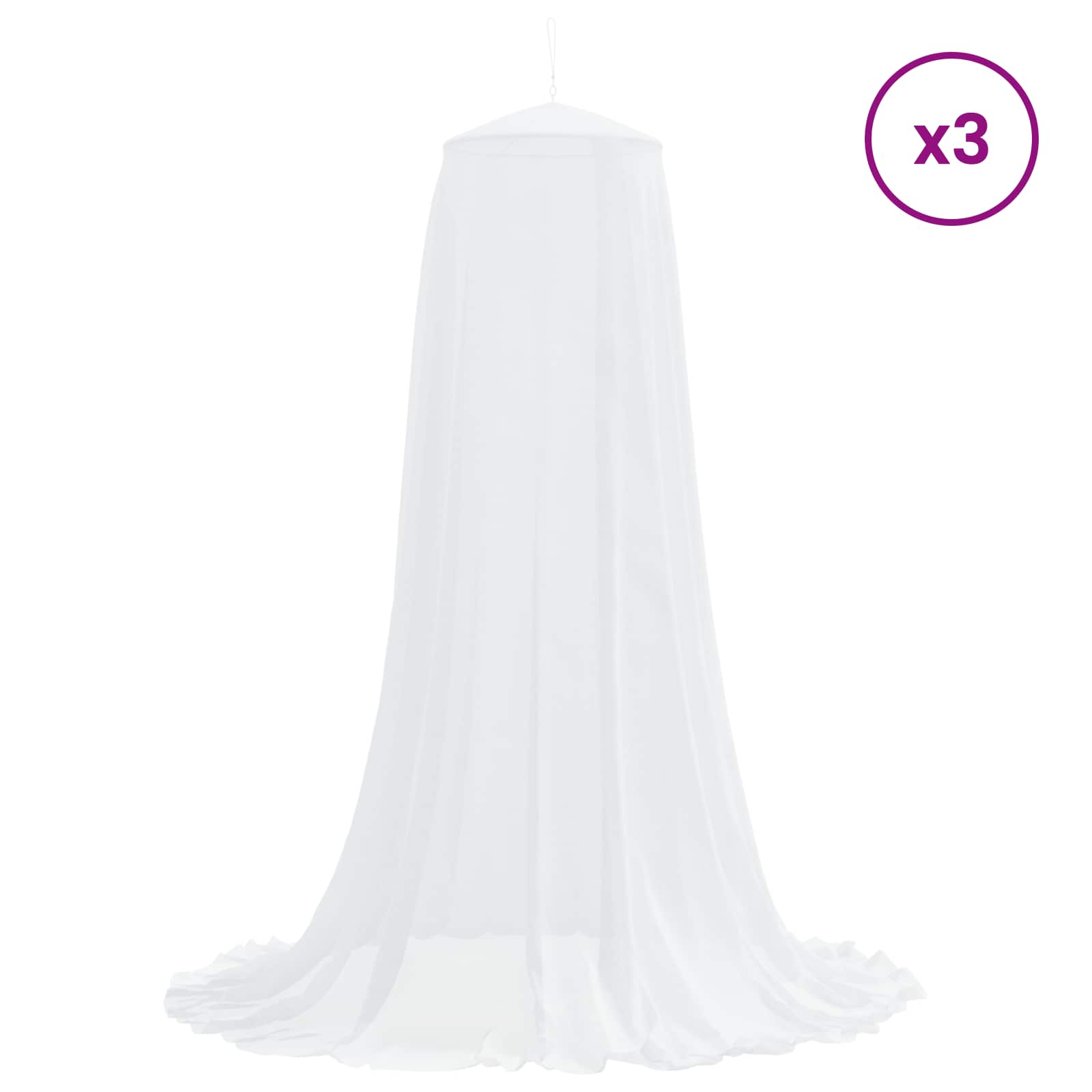 Rete per zanzare per letto 3 pz 156 mesh Bianco ⌀56 x 220 cm