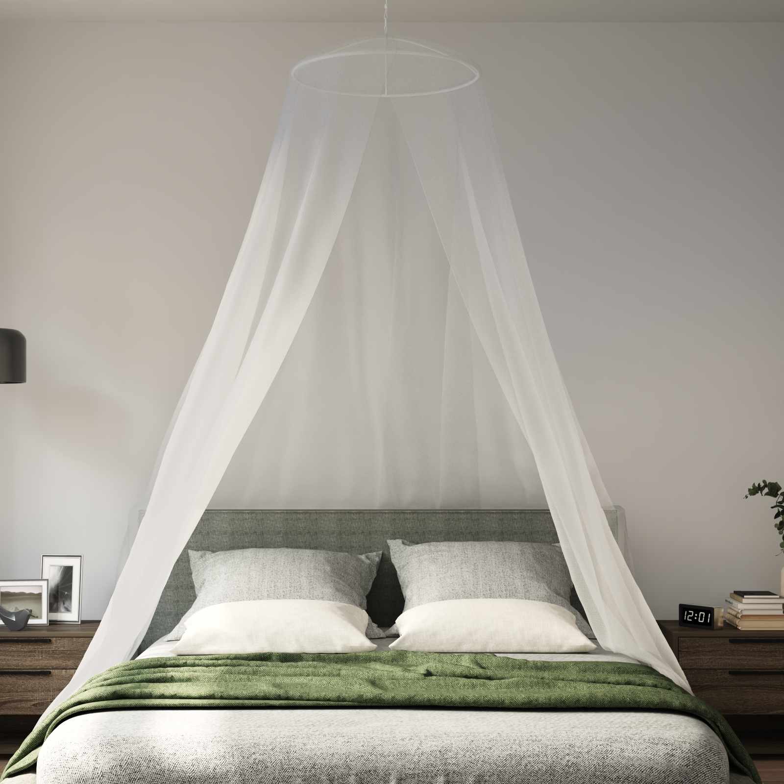 Rete per zanzare per letto 3 pz 156 mesh Bianco ⌀56 x 220 cm