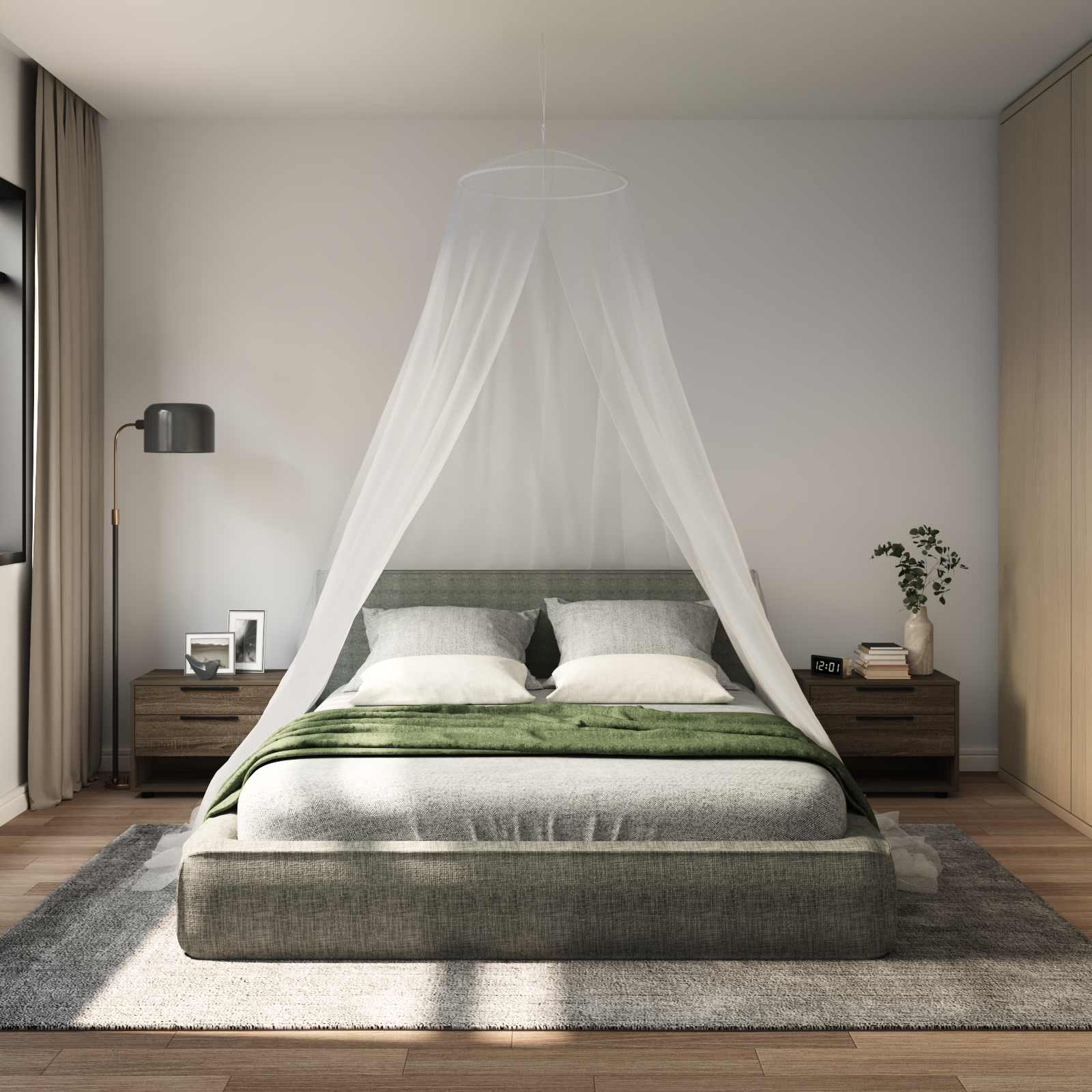 Rete per zanzare per letto 3 pz 156 mesh Bianco ⌀56 x 220 cm