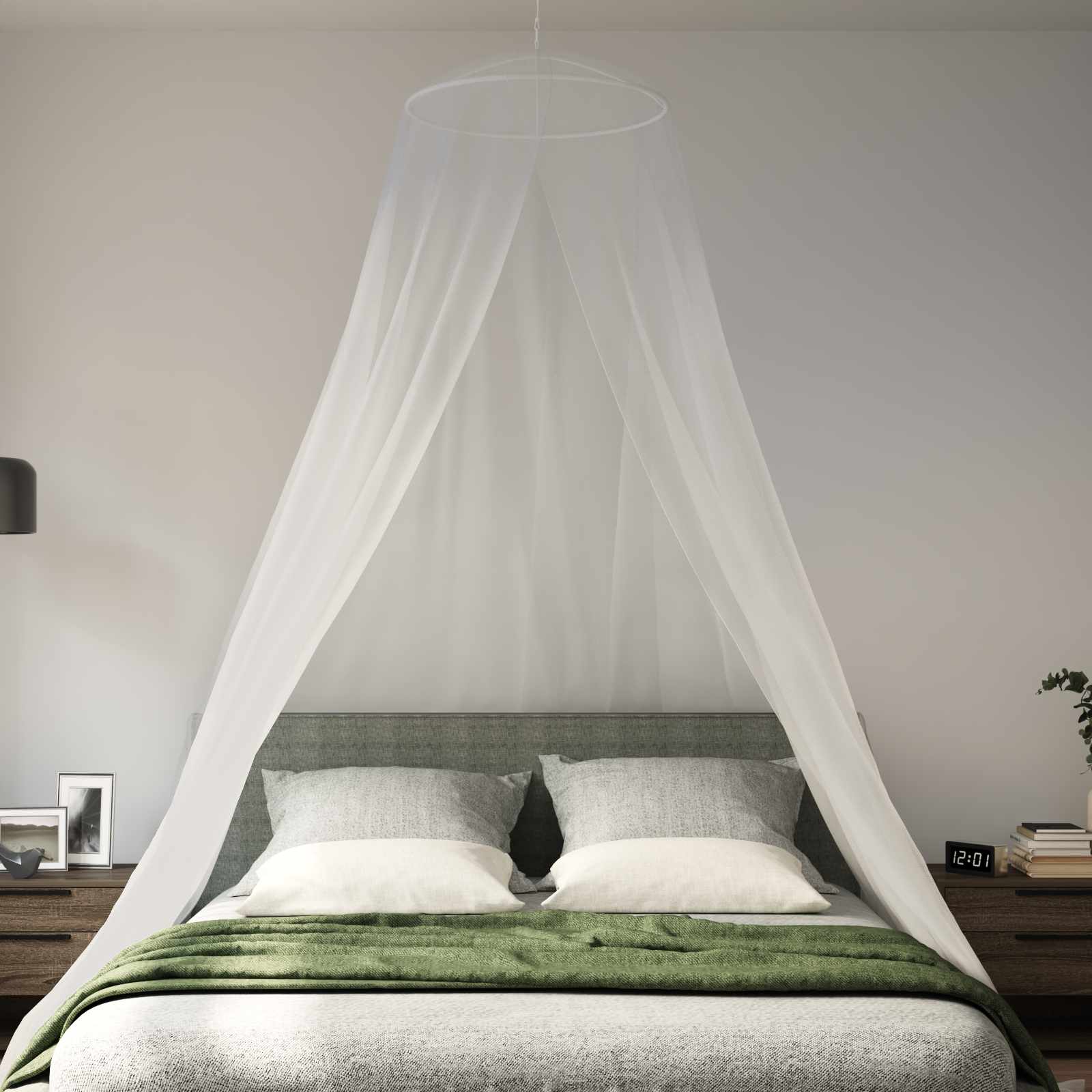 Rete per zanzare per letto 3 pz 156 mesh Bianco ⌀56 x 220 cm