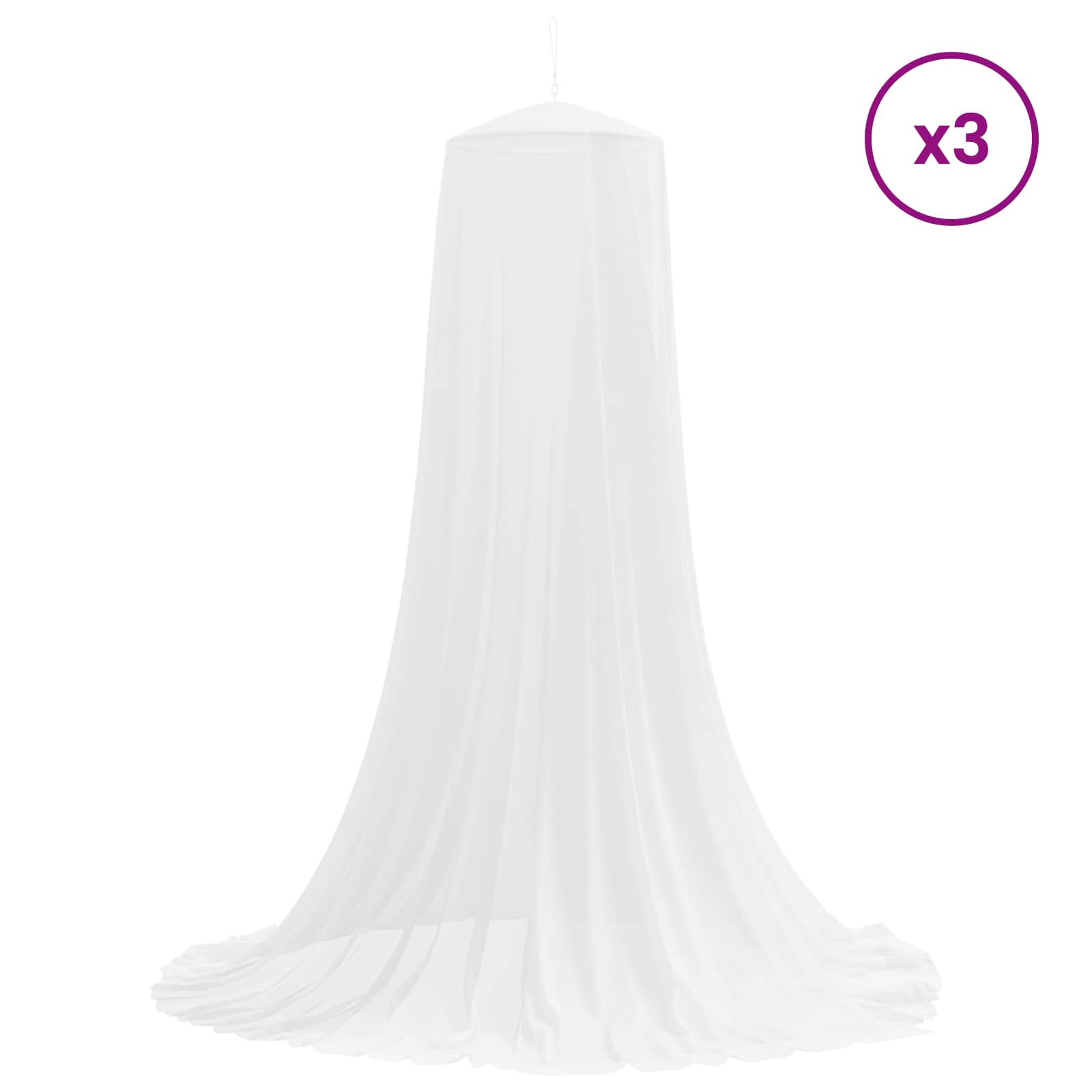 Rete per zanzare per letto 3 pz 156 mesh Bianco ⌀56 x 220 cm