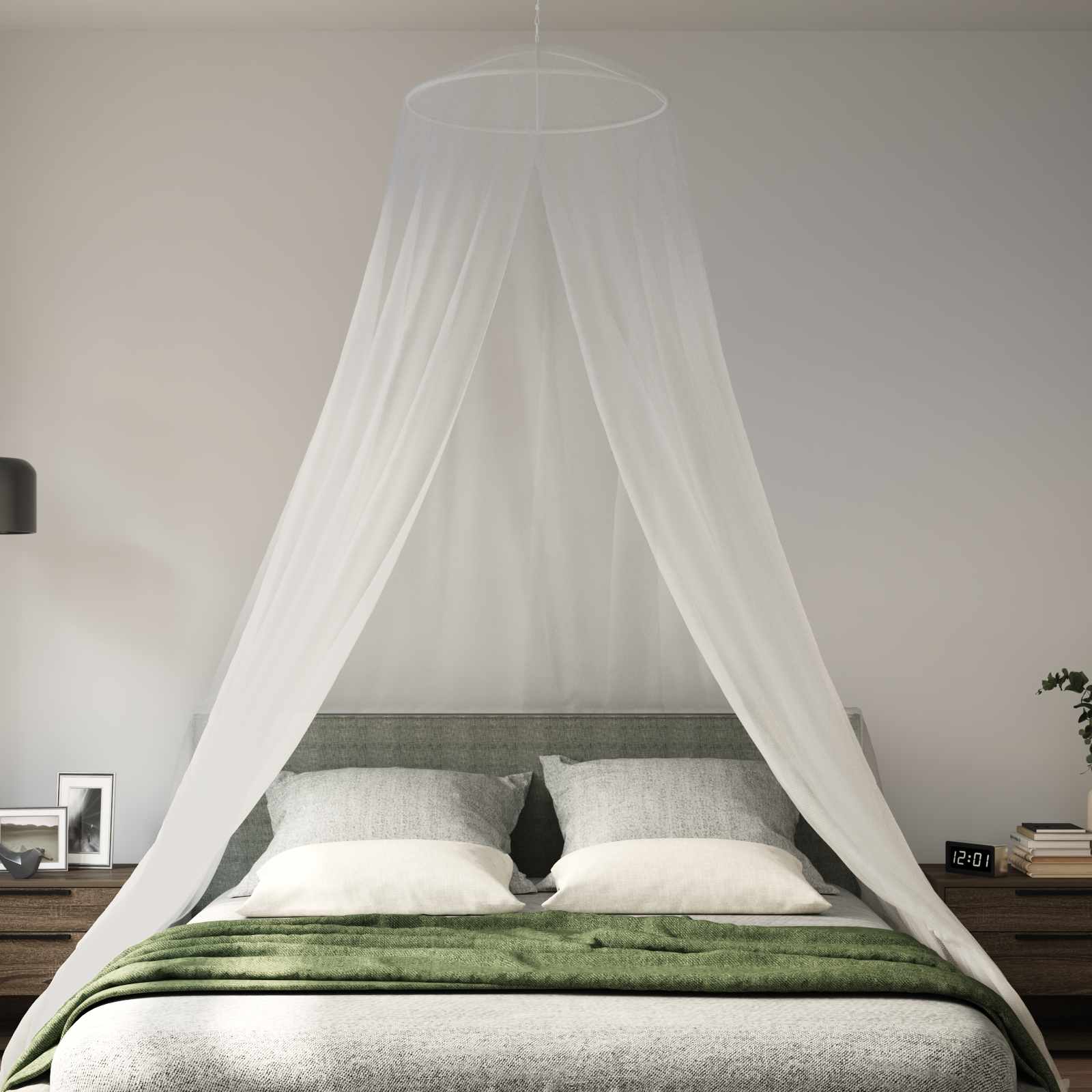 Rete per zanzare per letto 3 pz 156 mesh Bianco ⌀56 x 220 cm