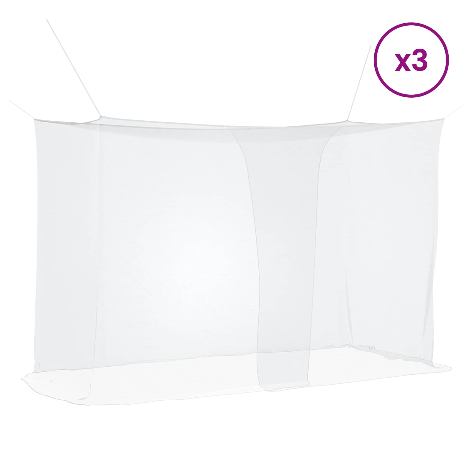 Rete per zanzare per letto 3 pz 156 mesh Bianco Poliestere