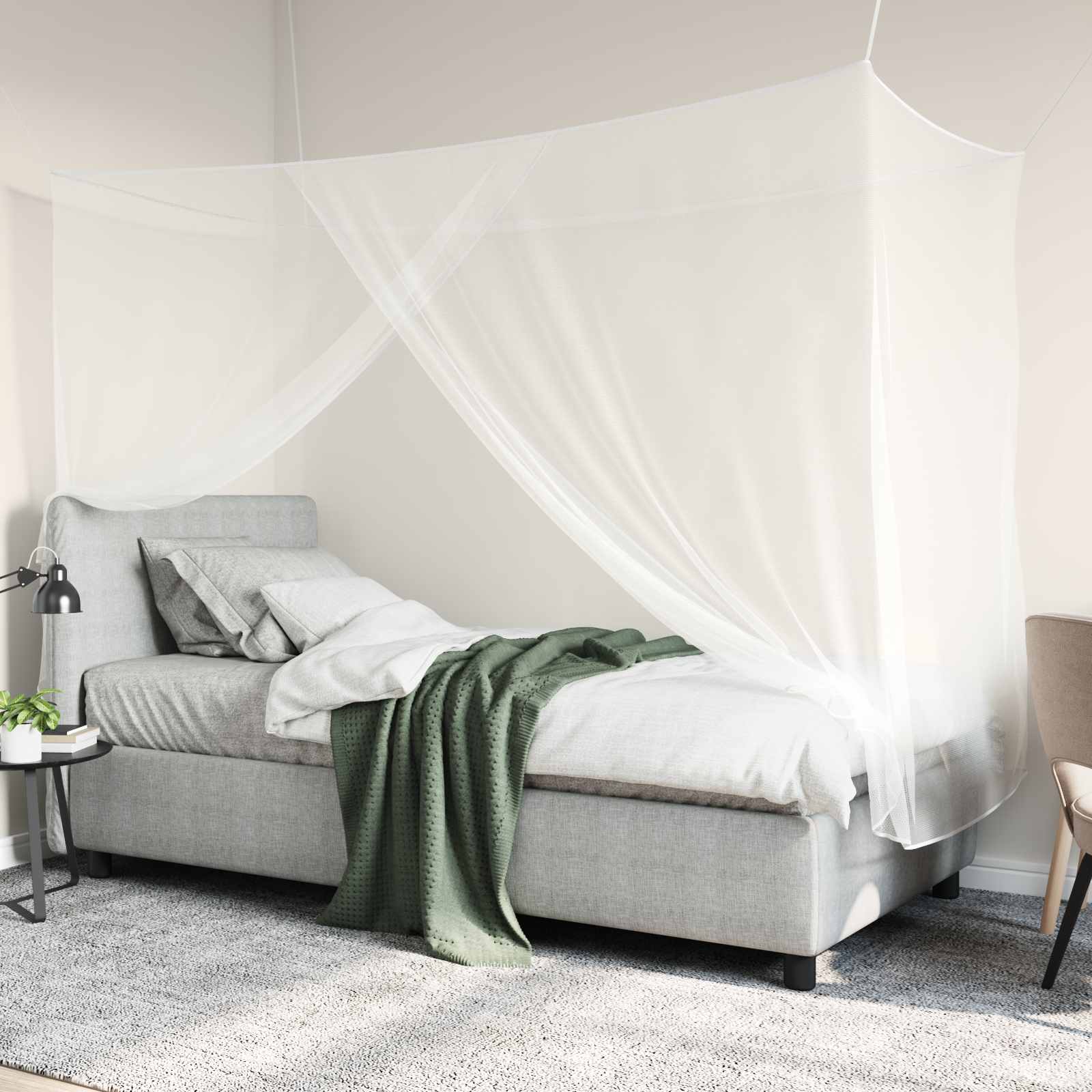 Rete per zanzare per letto 3 pz 156 mesh Bianco Poliestere