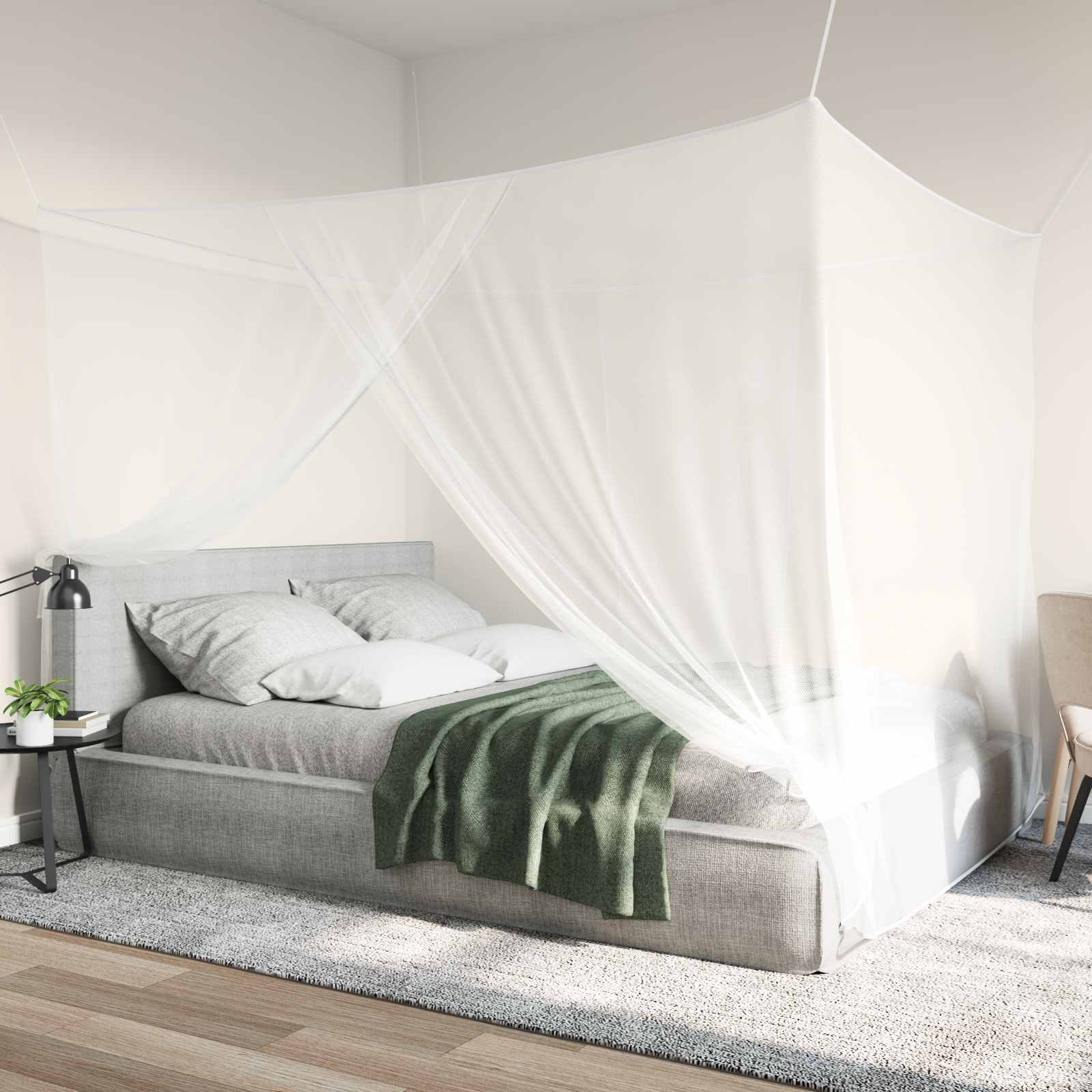 Rete per zanzare per letto 3 pz 156 mesh Bianco Poliestere