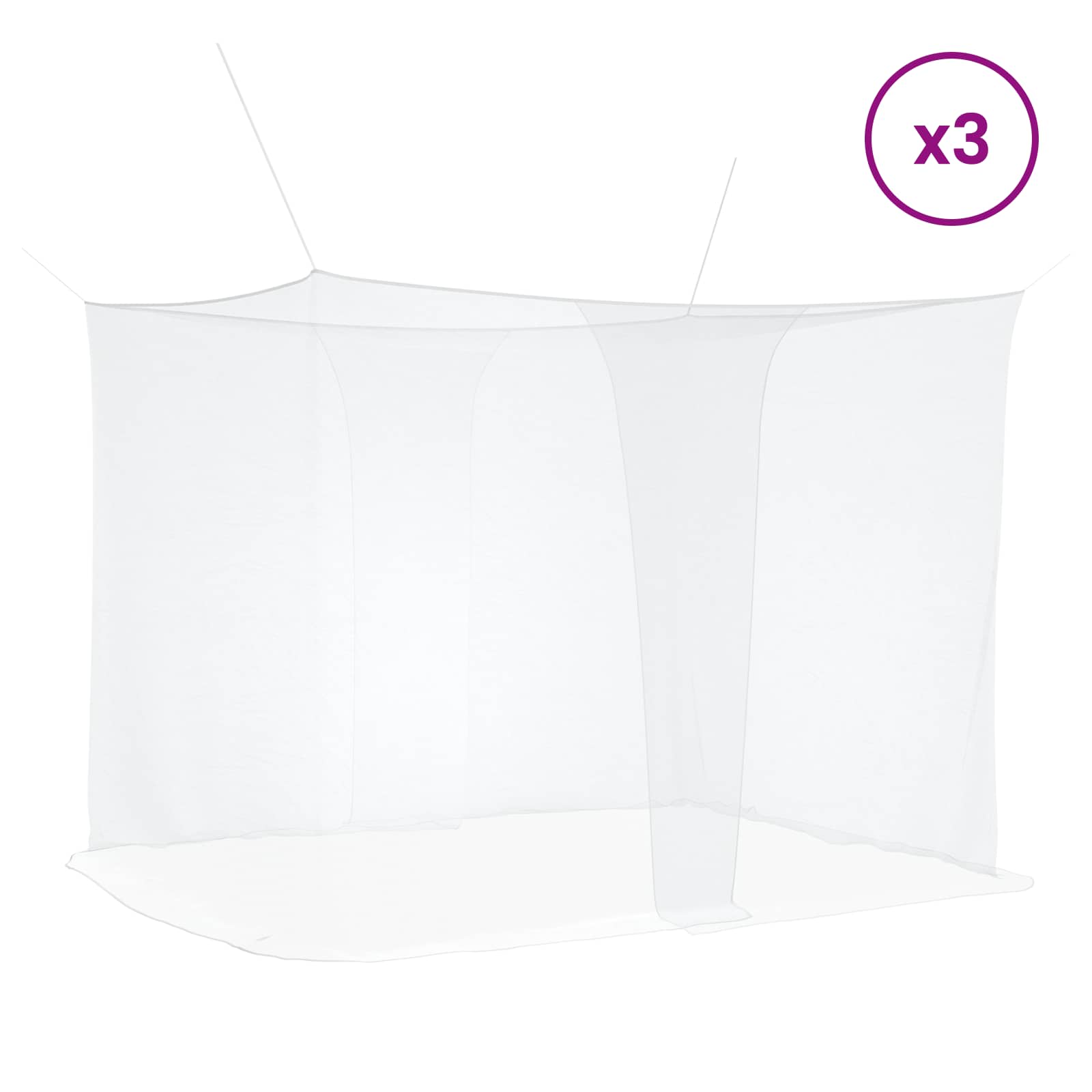 Rete per zanzare per letto 3 pz 156 mesh Bianco Poliestere