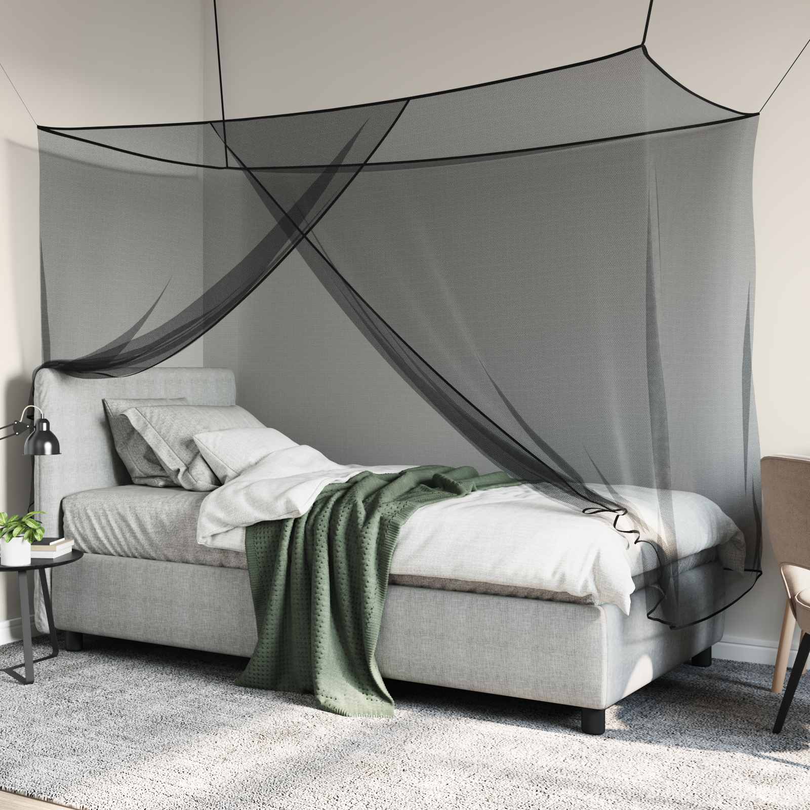 Rete per zanzare per letto 156 mesh Nero 220 x 120 x 150 cm