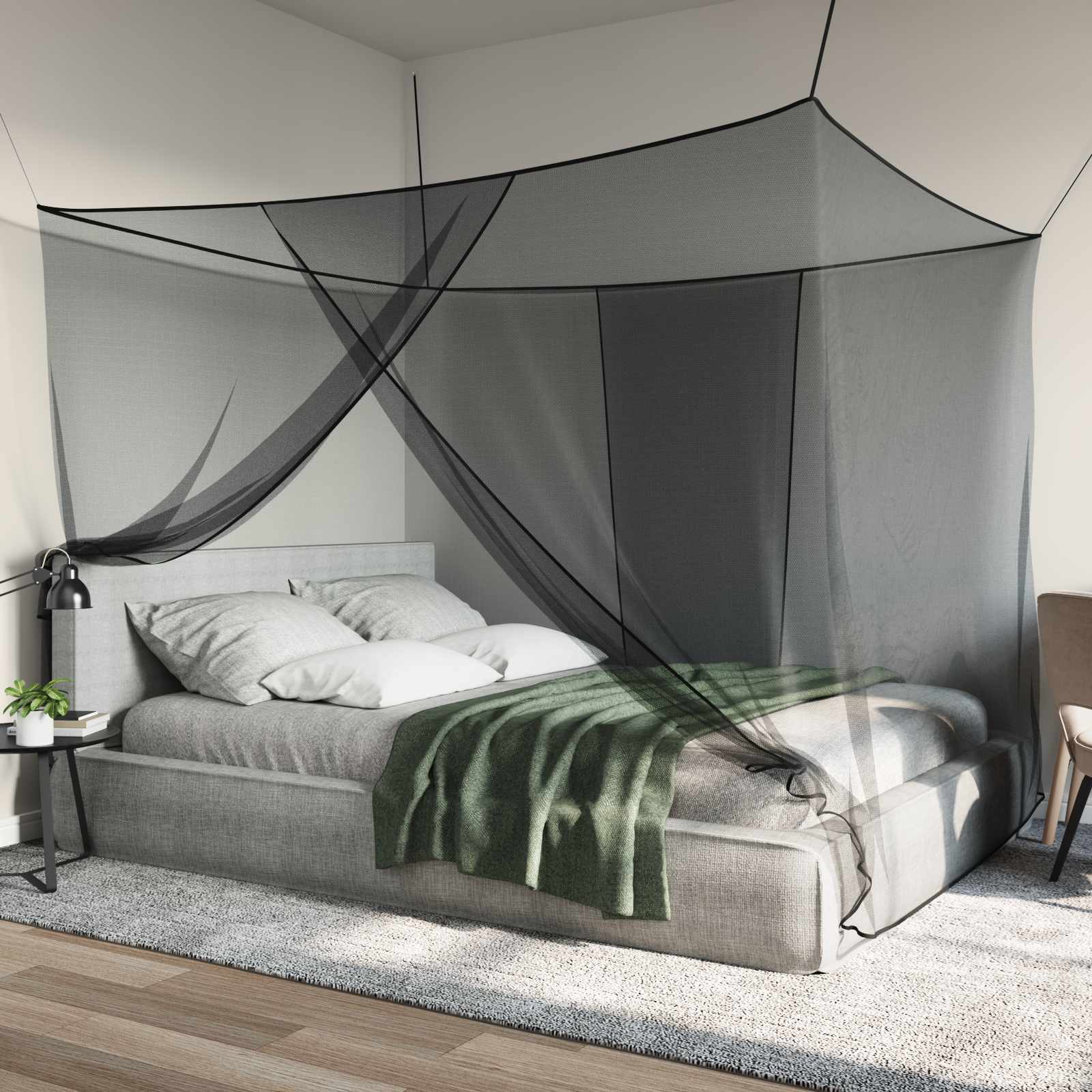 Rete per zanzare per letto 156 mesh Nero 220 x 180 x 180 cm