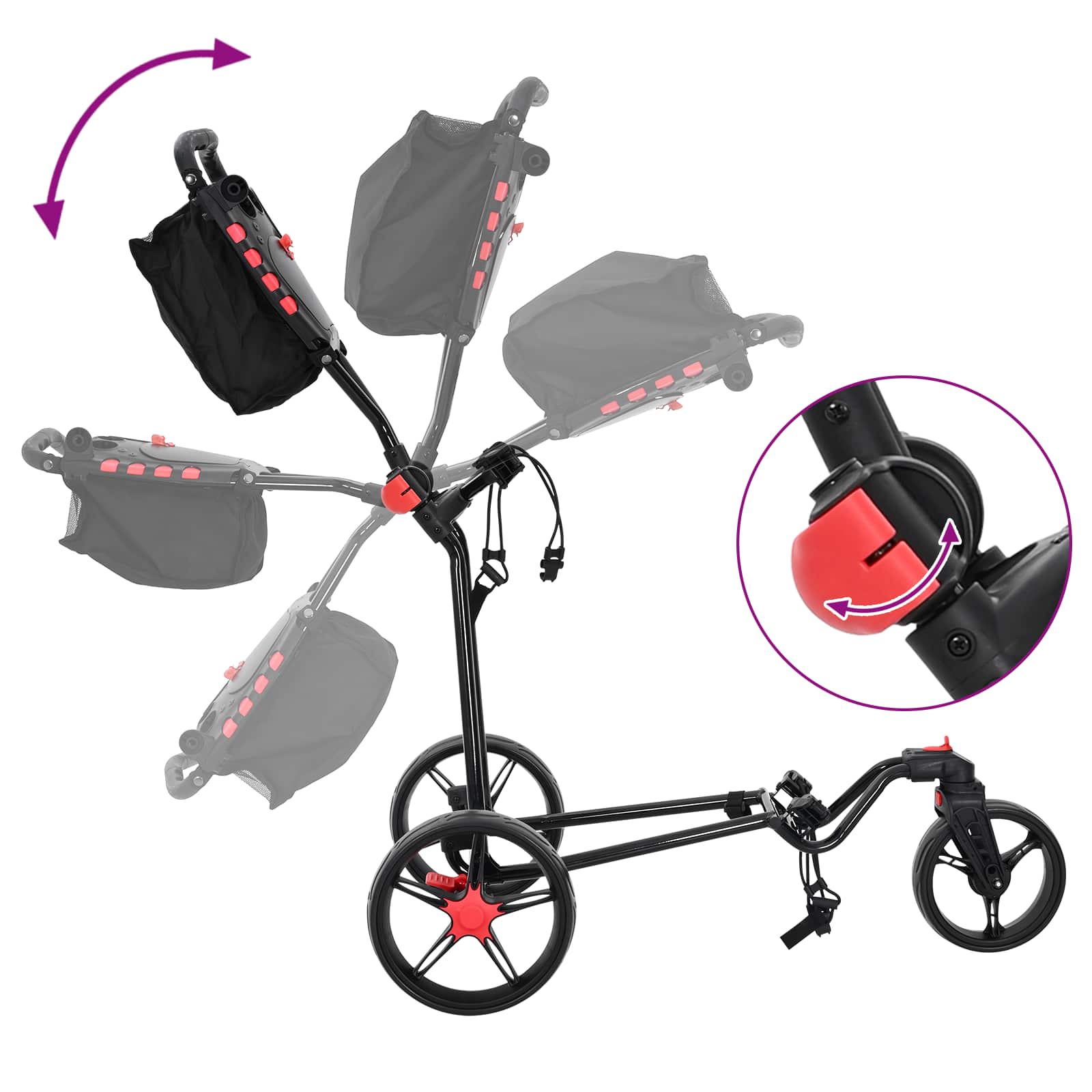 Carrello da golf Nero Ferro Pieghevole