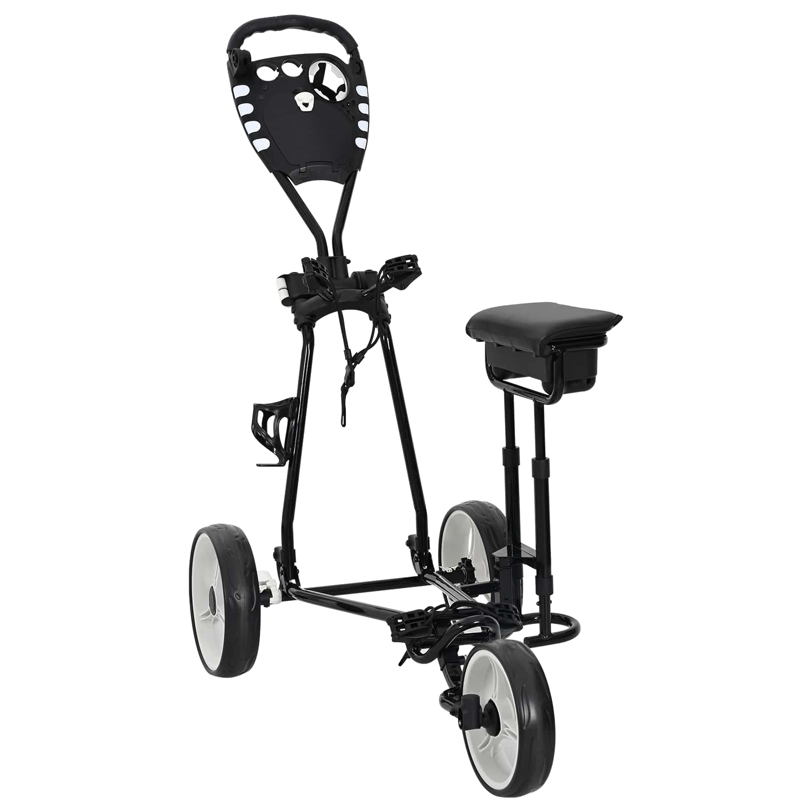Carrello da golf con sedile Nero e Bianco Ferro Pieghevole