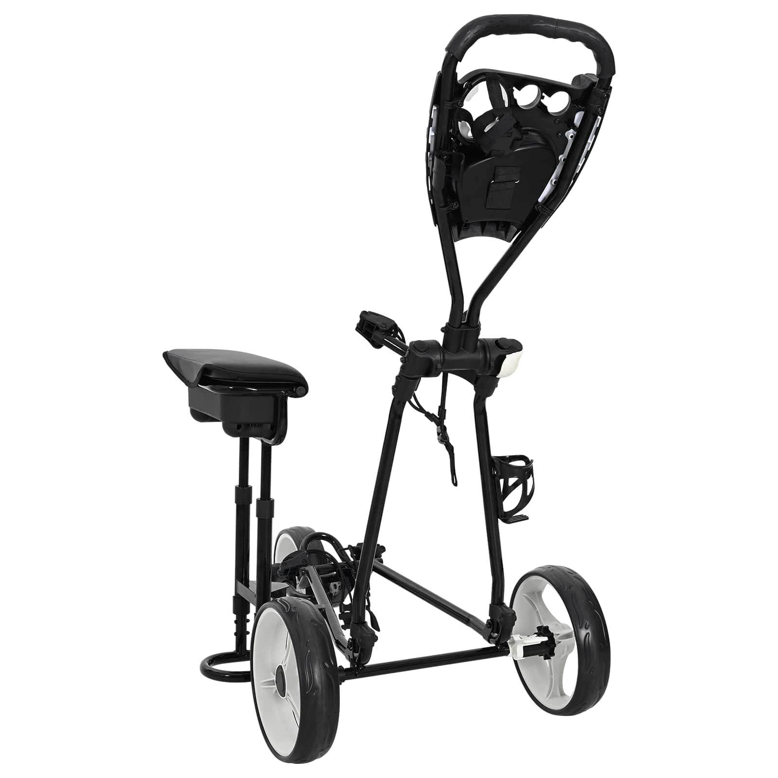Carrello da golf con sedile Nero e Bianco Ferro Pieghevole