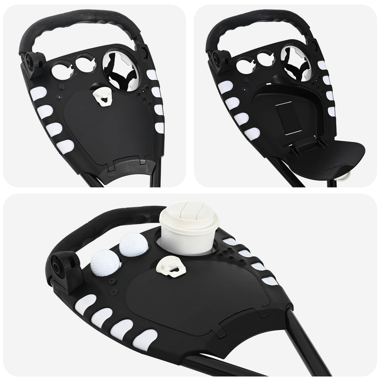 Carrello da golf con sedile Nero e Bianco Ferro Pieghevole