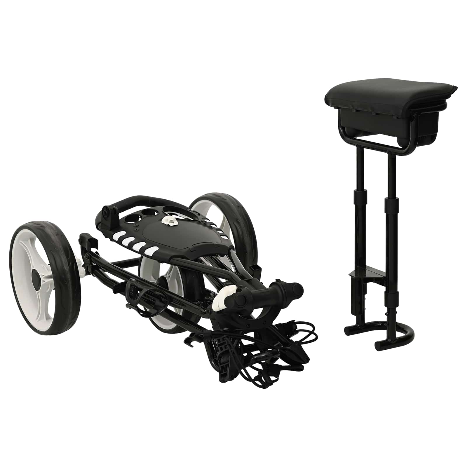 Carrello da golf con sedile Nero e Bianco Ferro Pieghevole