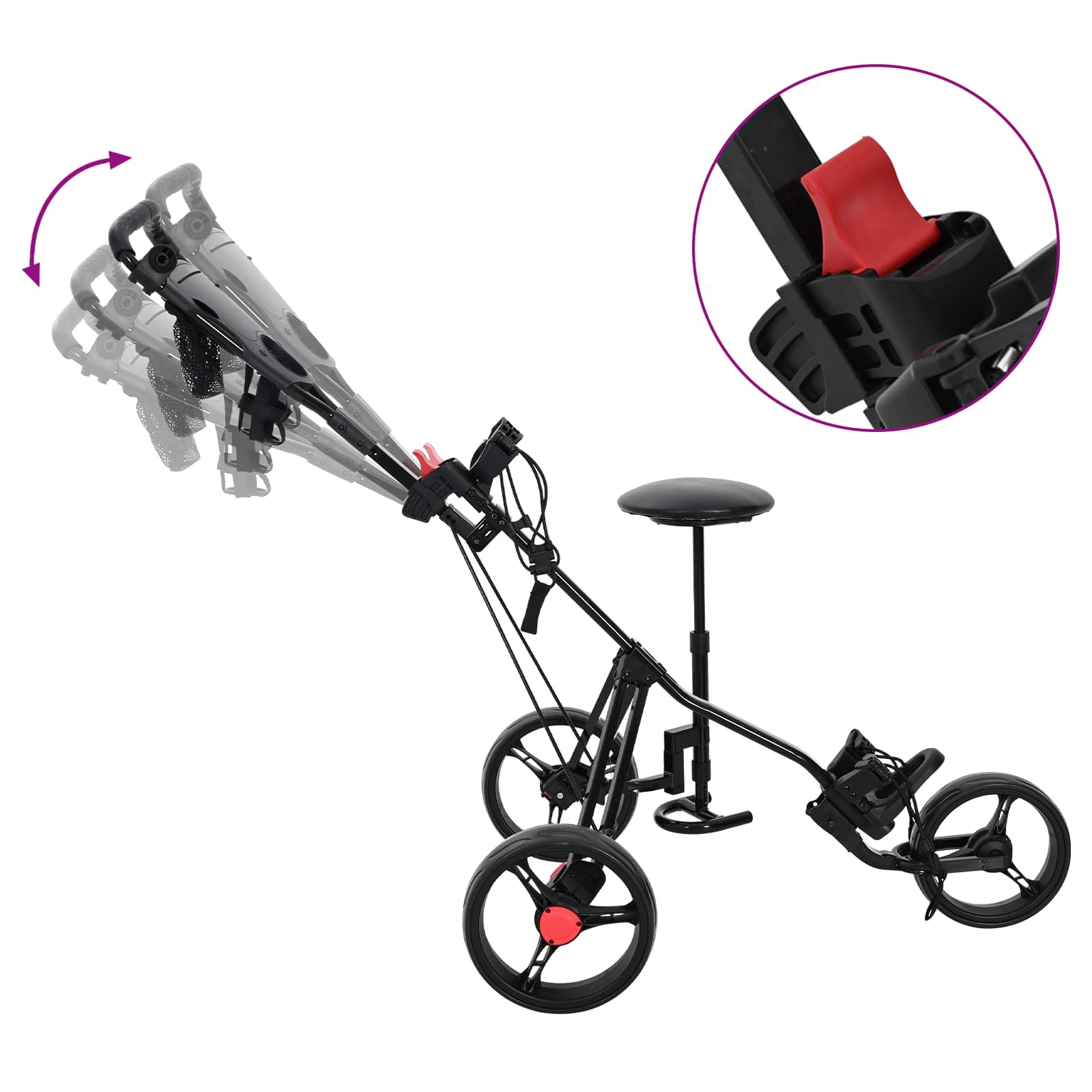 Carrello da golf con sedile Nero 95 x 69 x 114 cm Ferro