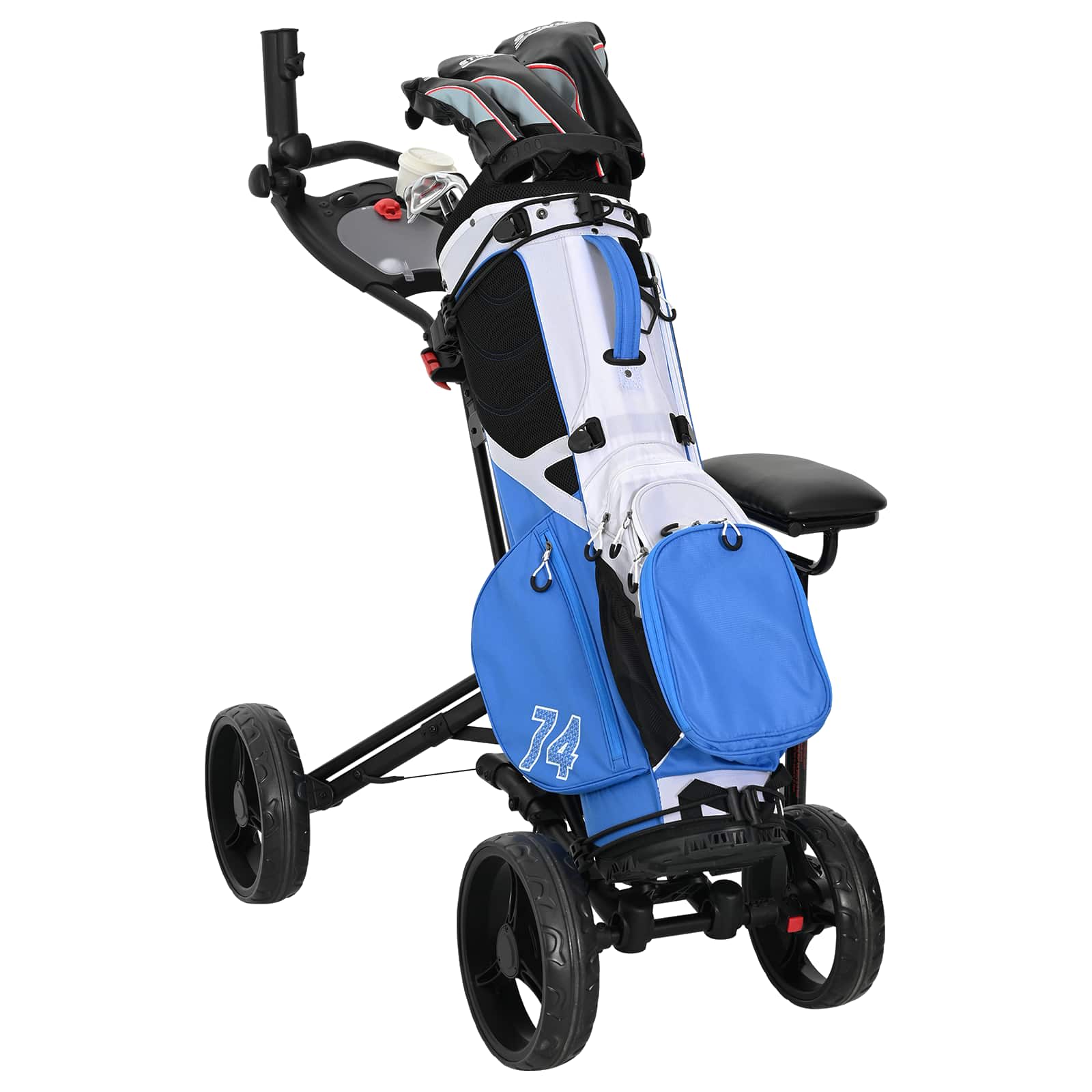 Carrello da golf con sedile Nero Alluminio Pieghevole
