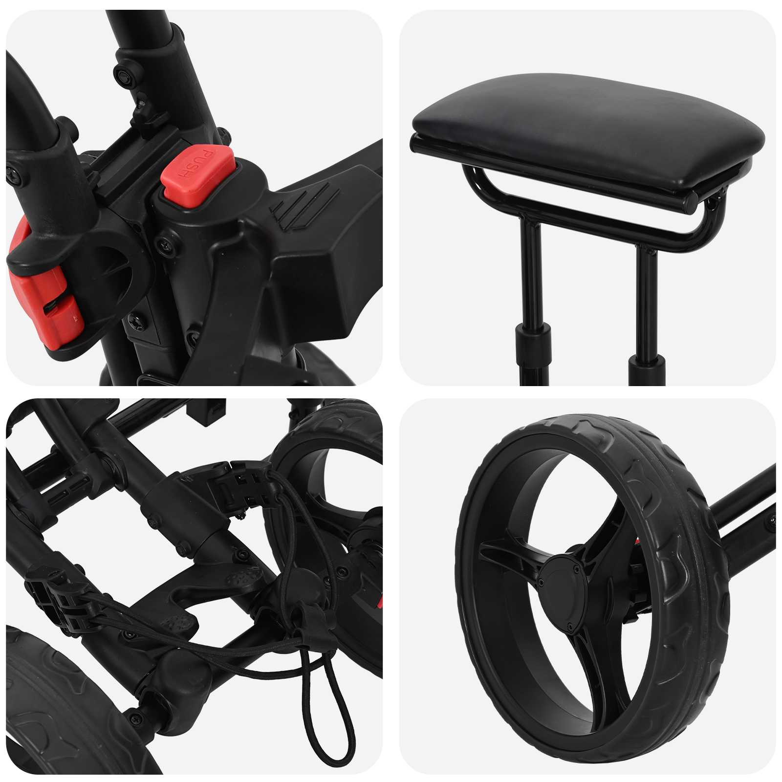 Carrello da golf con sedile Nero Alluminio Pieghevole