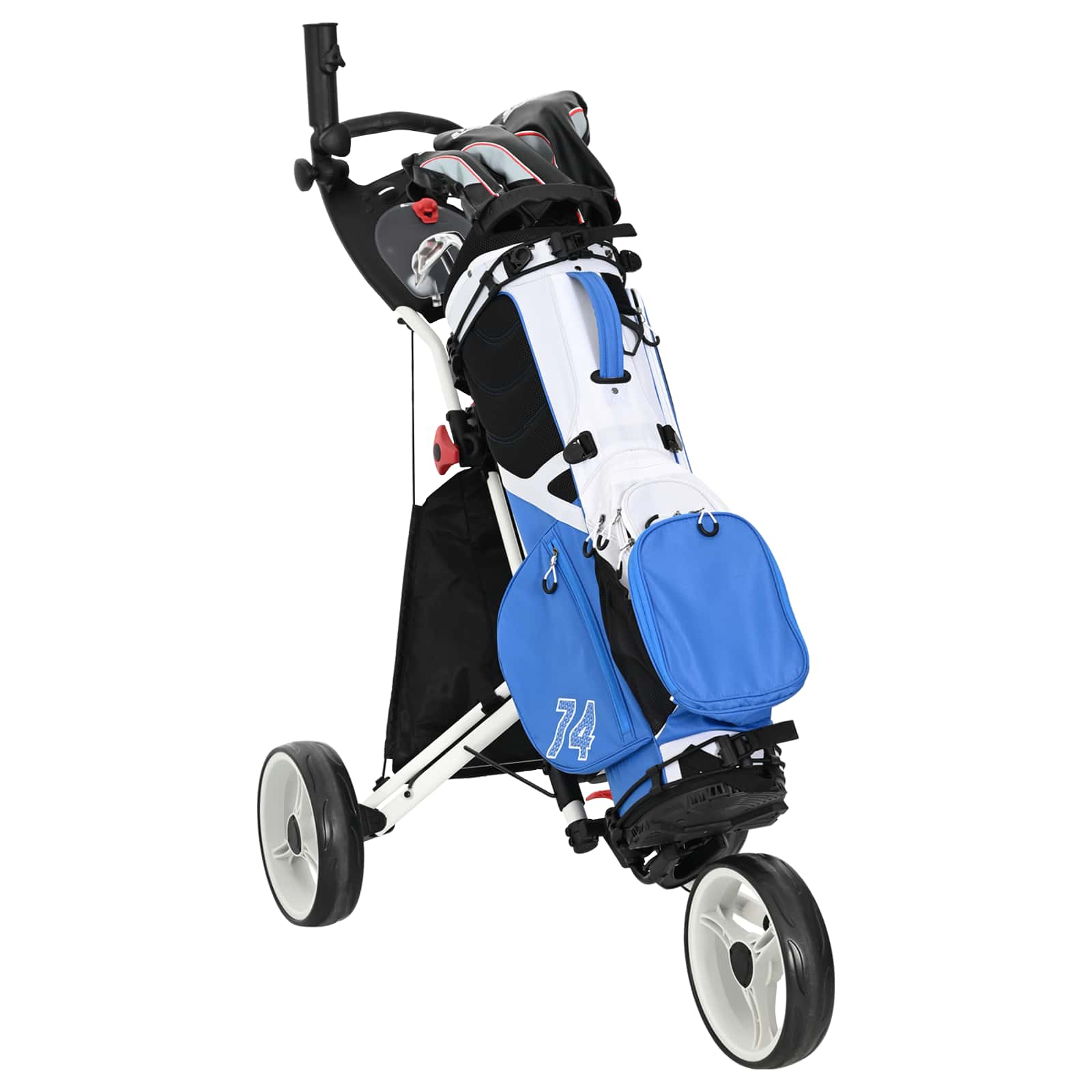 Carrello da golf Nero e Bianco Alluminio Pieghevole
