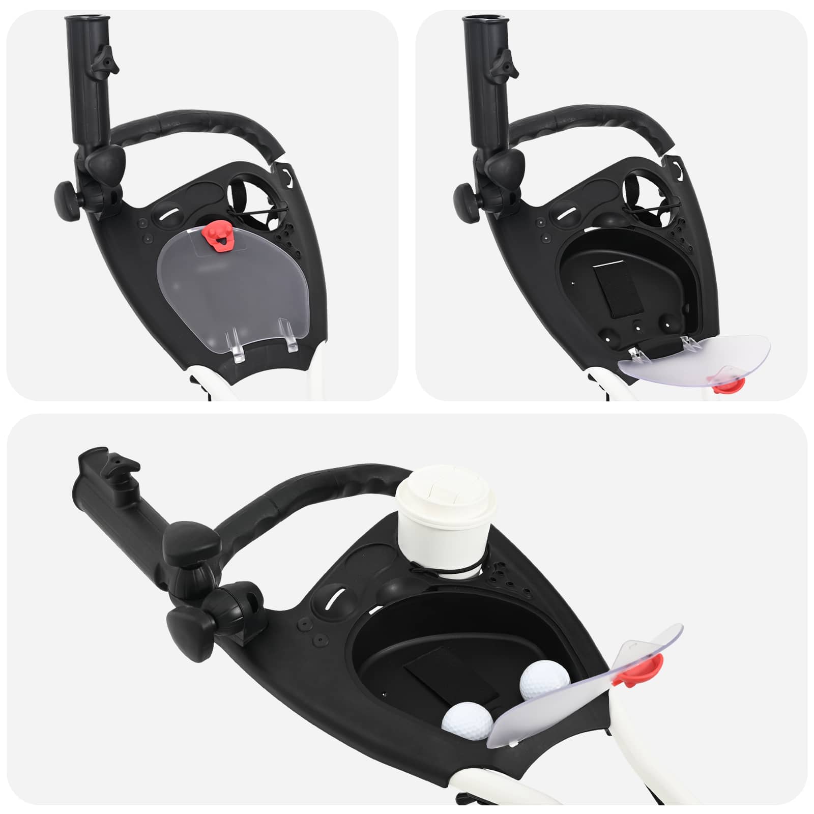 Carrello da golf Nero e Bianco Alluminio Pieghevole