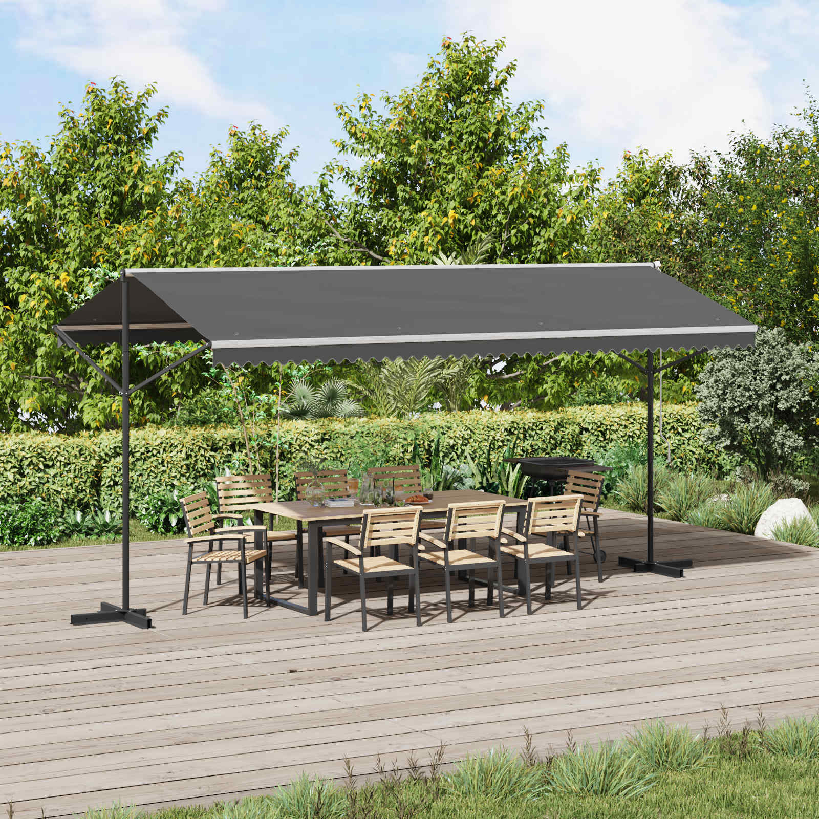 Tenda autoportante 5 x 3 m Poliestere Grigio