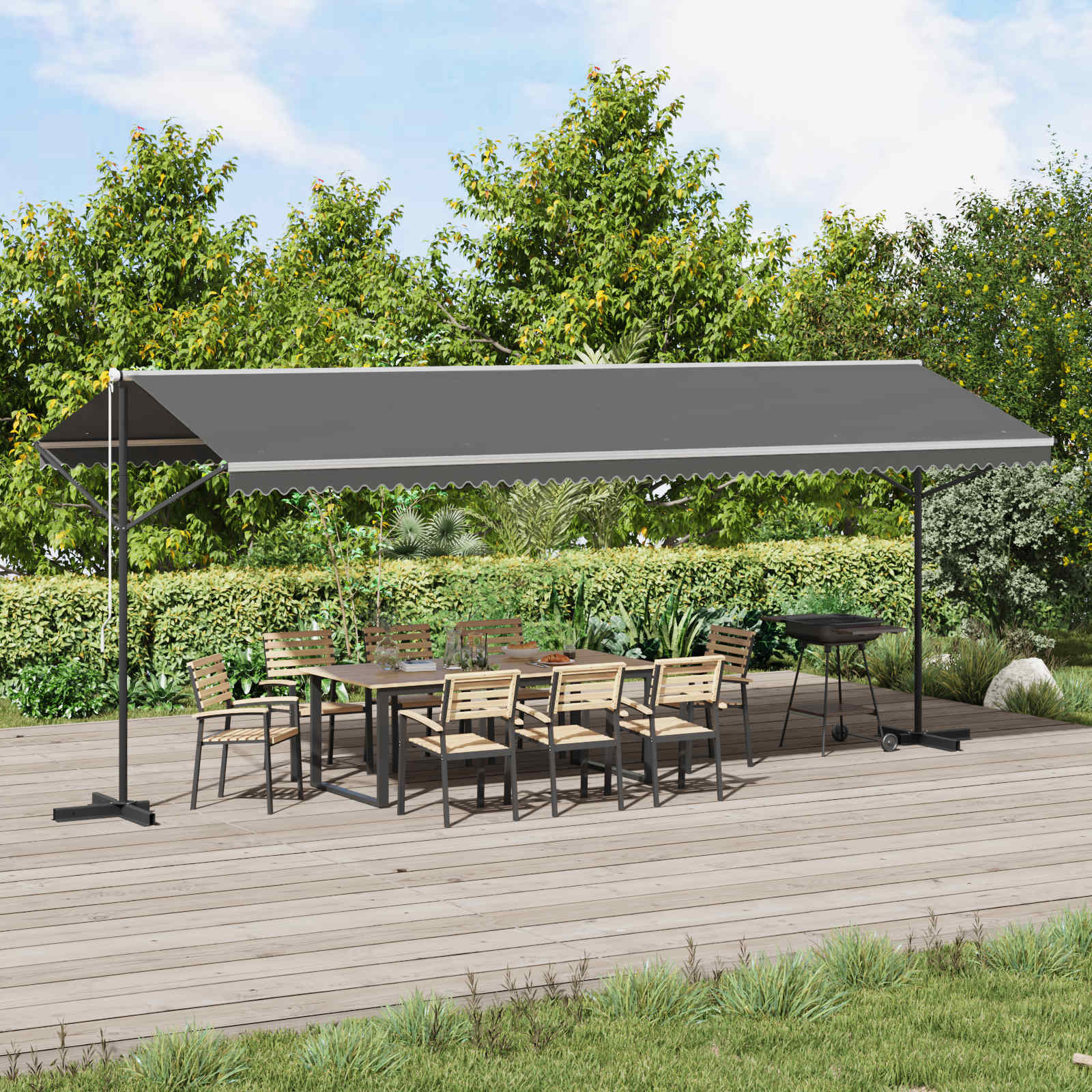 Tenda autoportante 6 x 3 m Poliestere Grigio