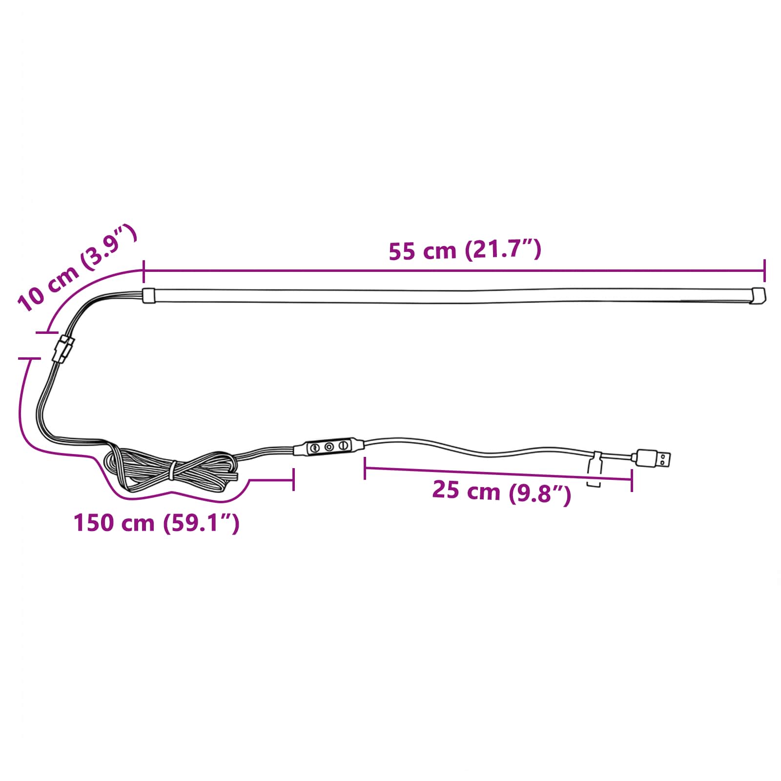 Striscia LED 55 cm Multicolore PVC