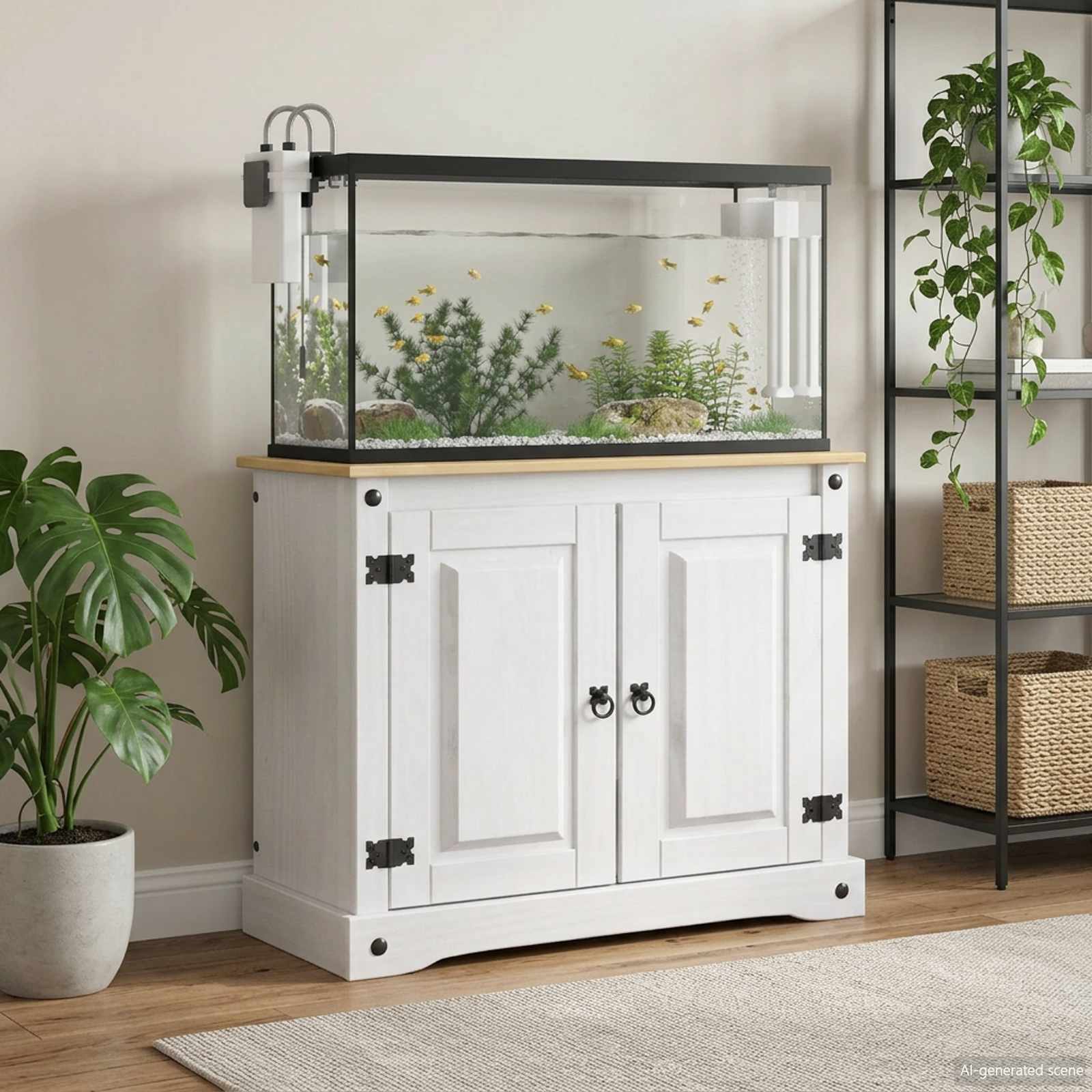 Supporto per Acquario CORONA Bianco e marrone 81,5 x 37 x 73 cm
