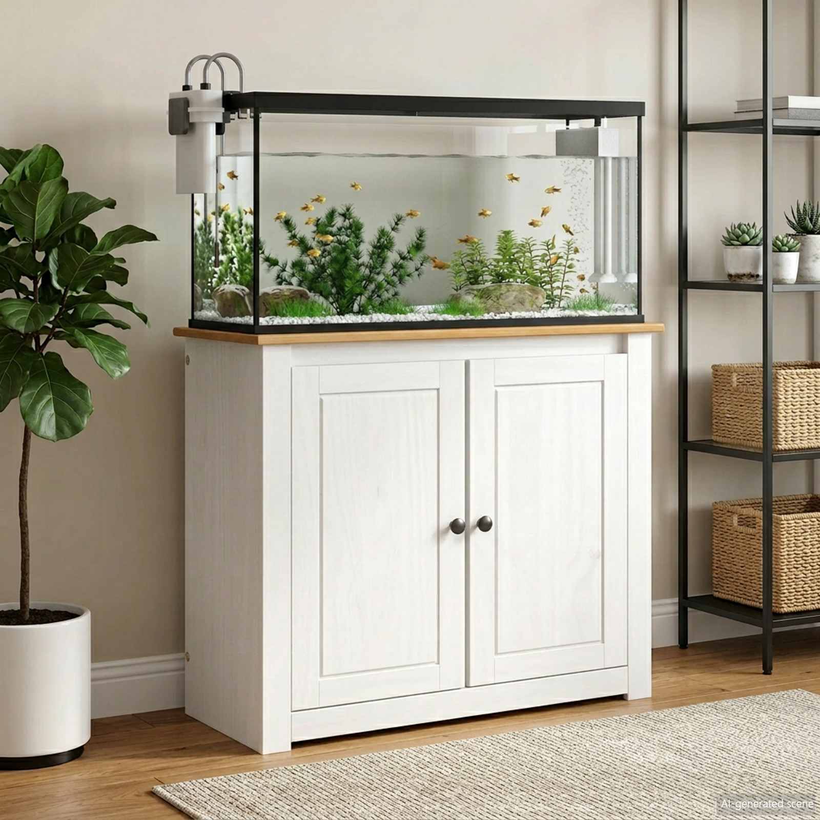 Supporto per Acquario PANAMA Bianco e marrone 81 x 36 x 73 cm