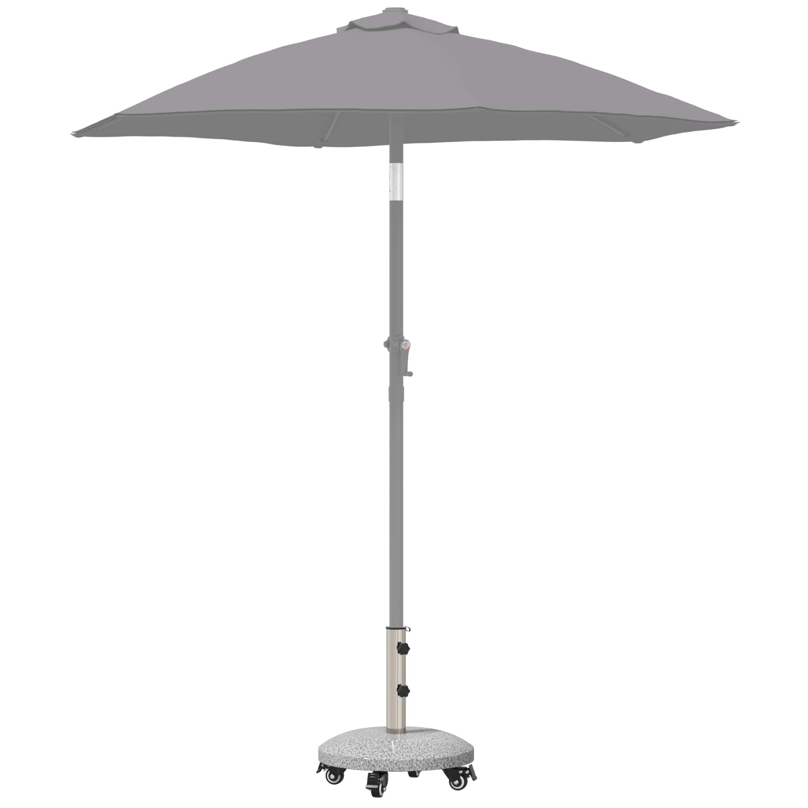 Base per Ombrello in Granito con Ruote per Pali da 4-5 cm