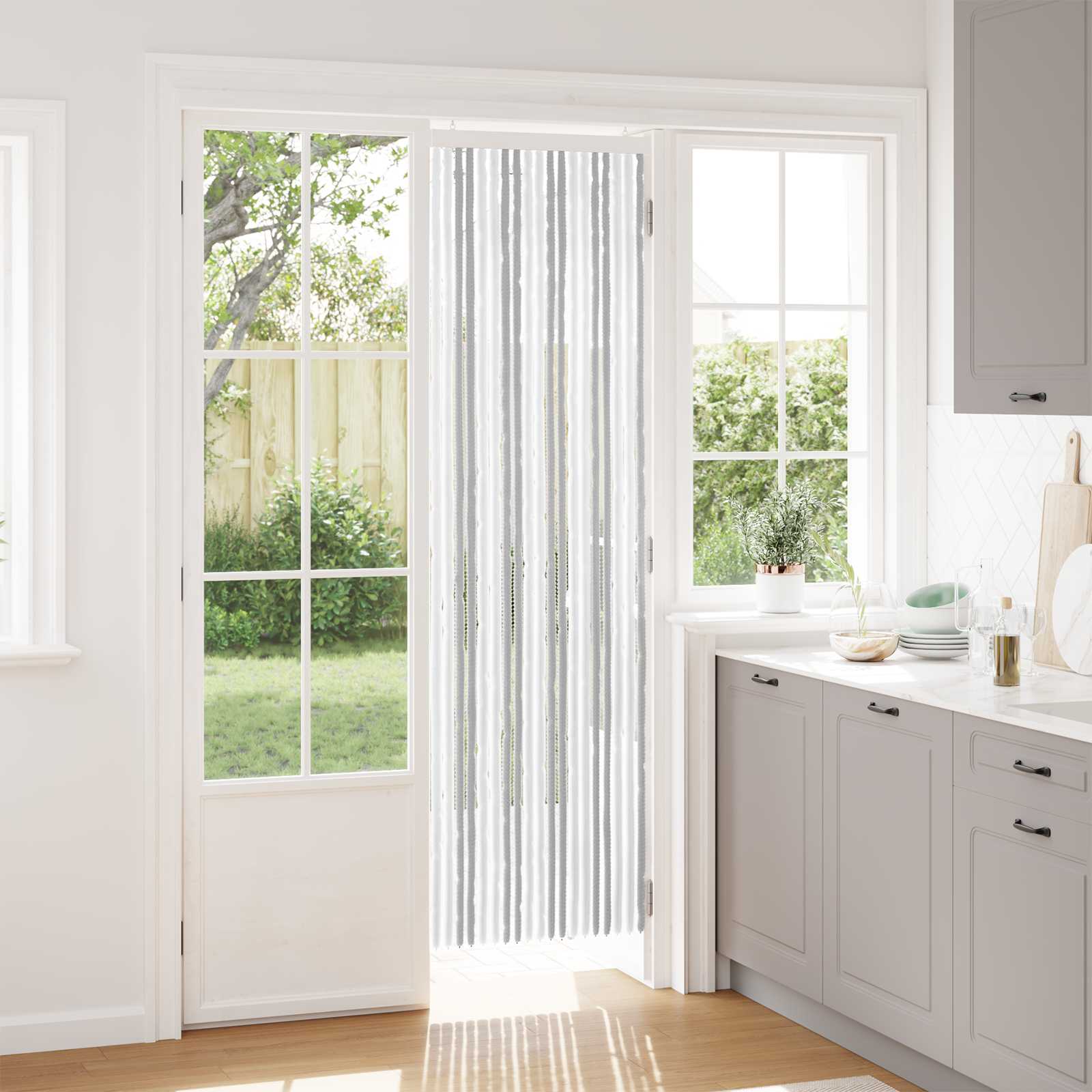 Tenda per insetti in chenille Grigio chiaro e bianco