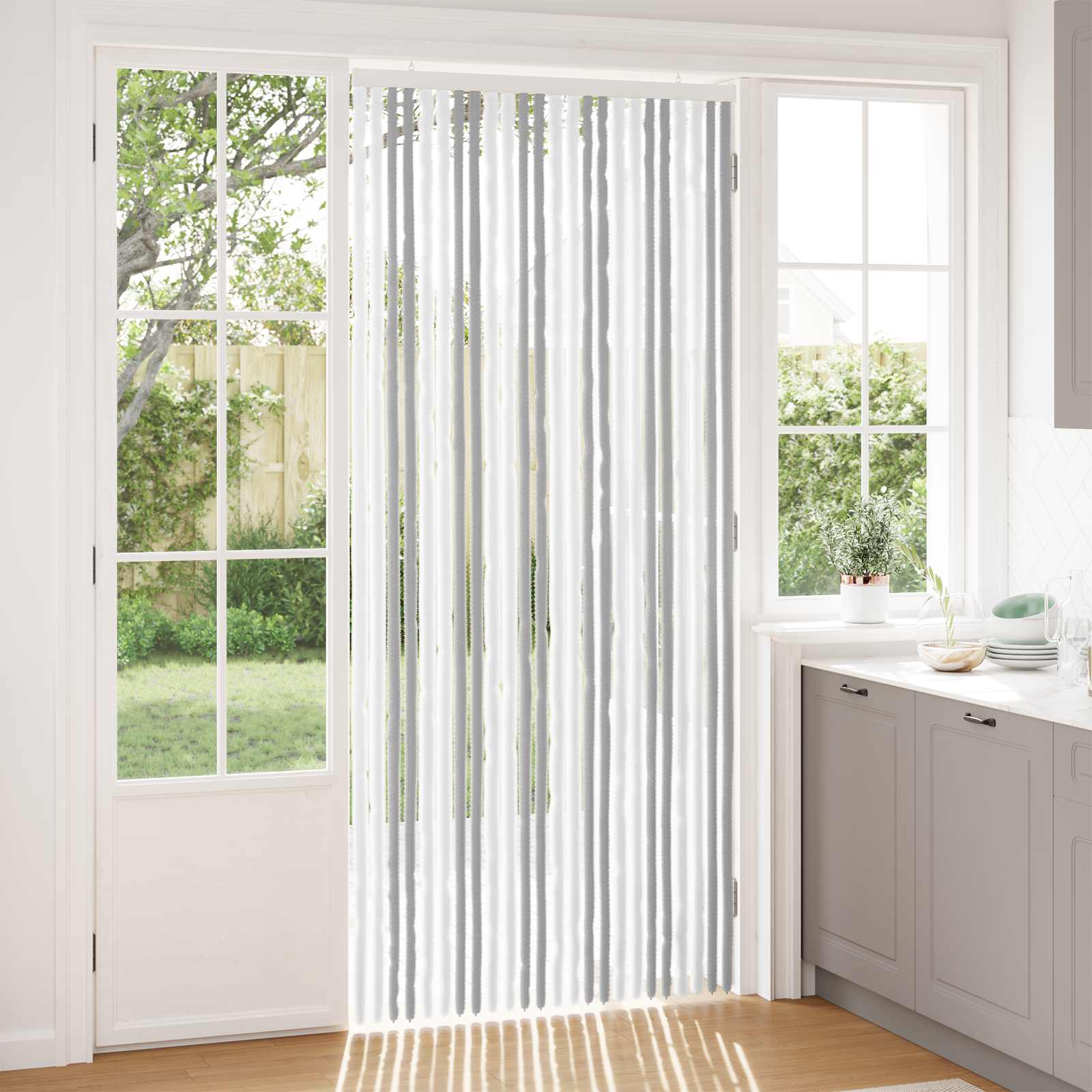 Tenda per insetti in chenille Grigio chiaro e bianco