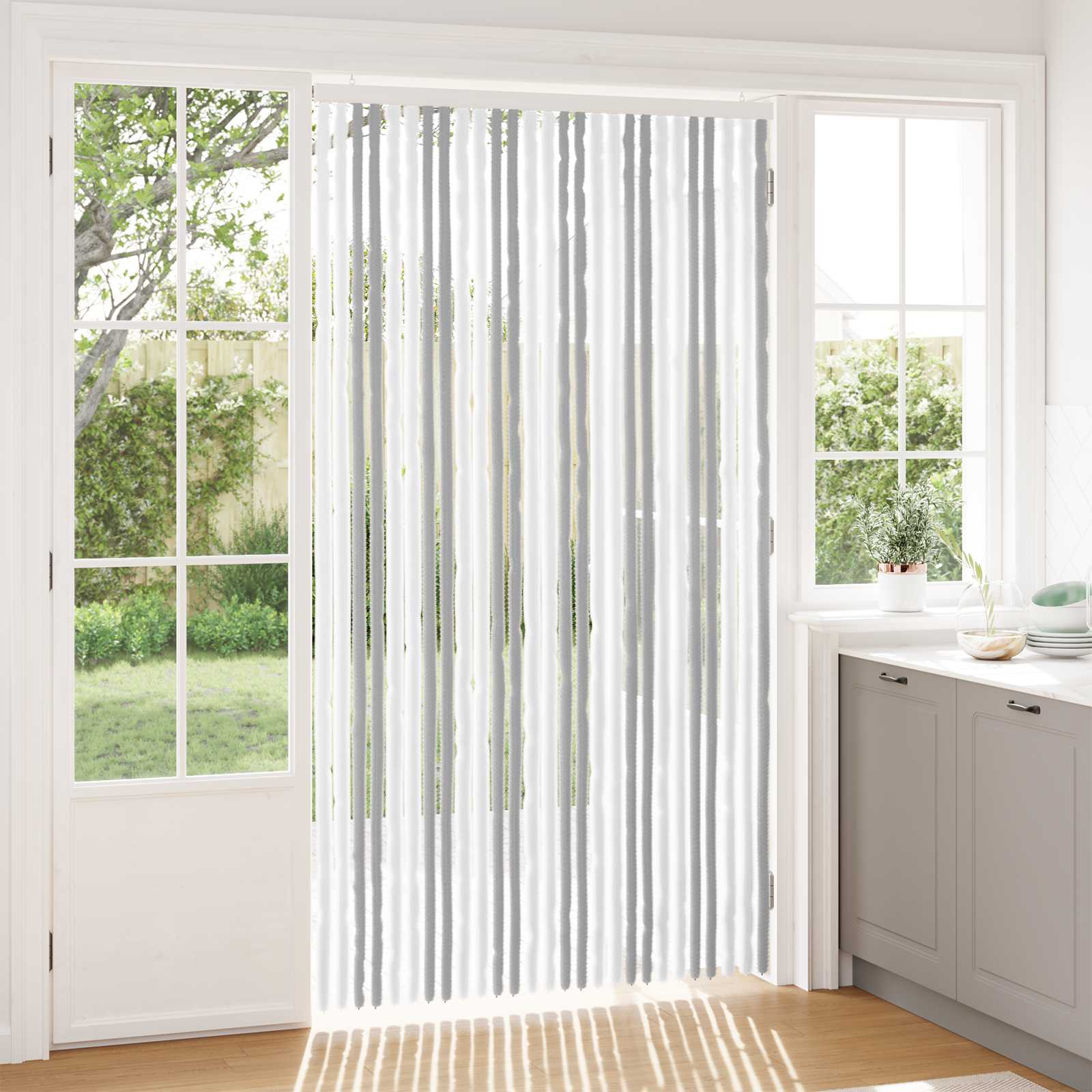 Tenda per insetti in chenille Grigio chiaro e bianco