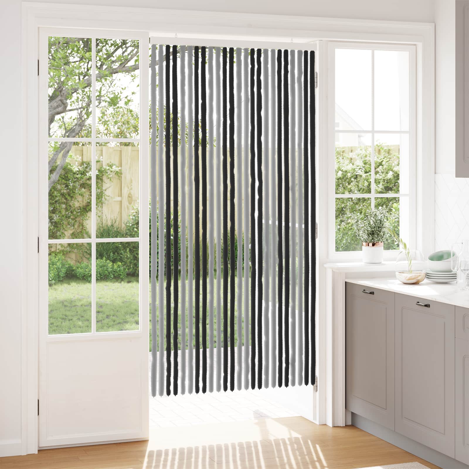 Tenda per insetti in chenille Grigio e Nero 100 x 200 cm